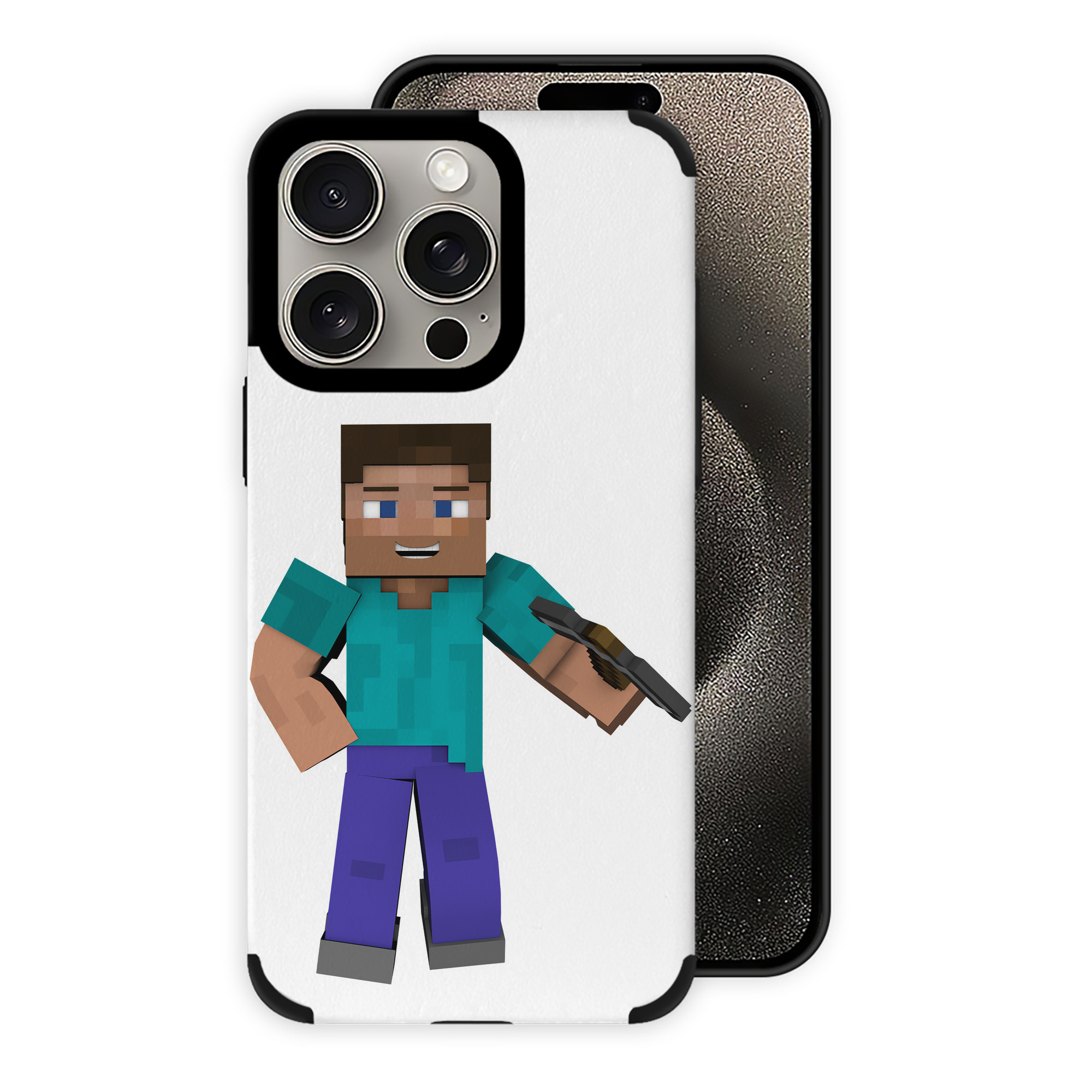 （画像用） マインクラフト ブロックの世界 Minecraft MC Block world 【iPhone15ProMax対応】 PUレザー スマホケース 耐衝撃＆黄変防止