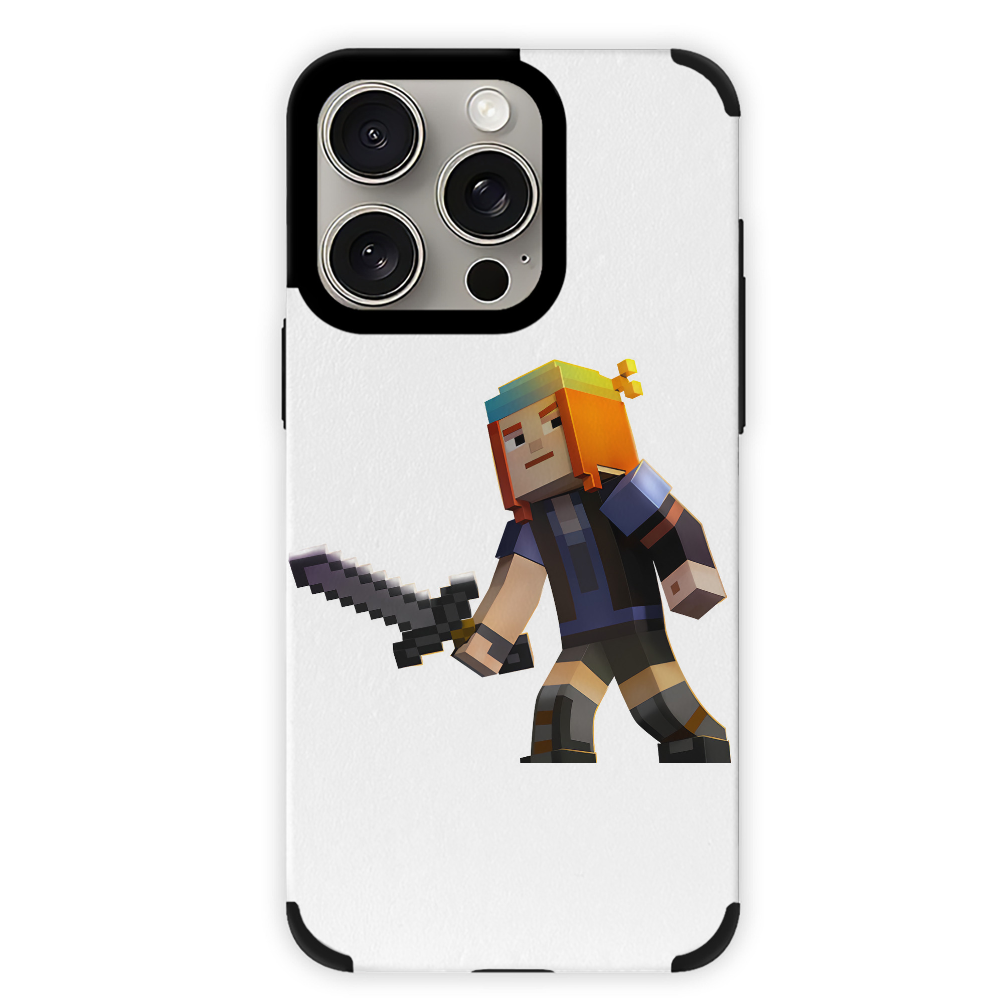 （画像用） マインクラフト ブロックの世界 Minecraft MC Block world 【iPhone15ProMax対応】 PUレザー スマホケース 耐衝撃＆黄変防止