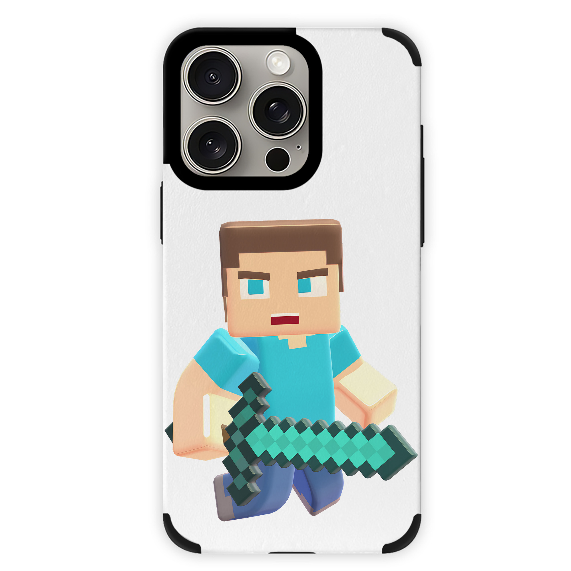 （画像用） マインクラフト ブロックの世界 Minecraft MC Block world 【iPhone15ProMax対応】 PUレザー スマホケース 耐衝撃＆黄変防止