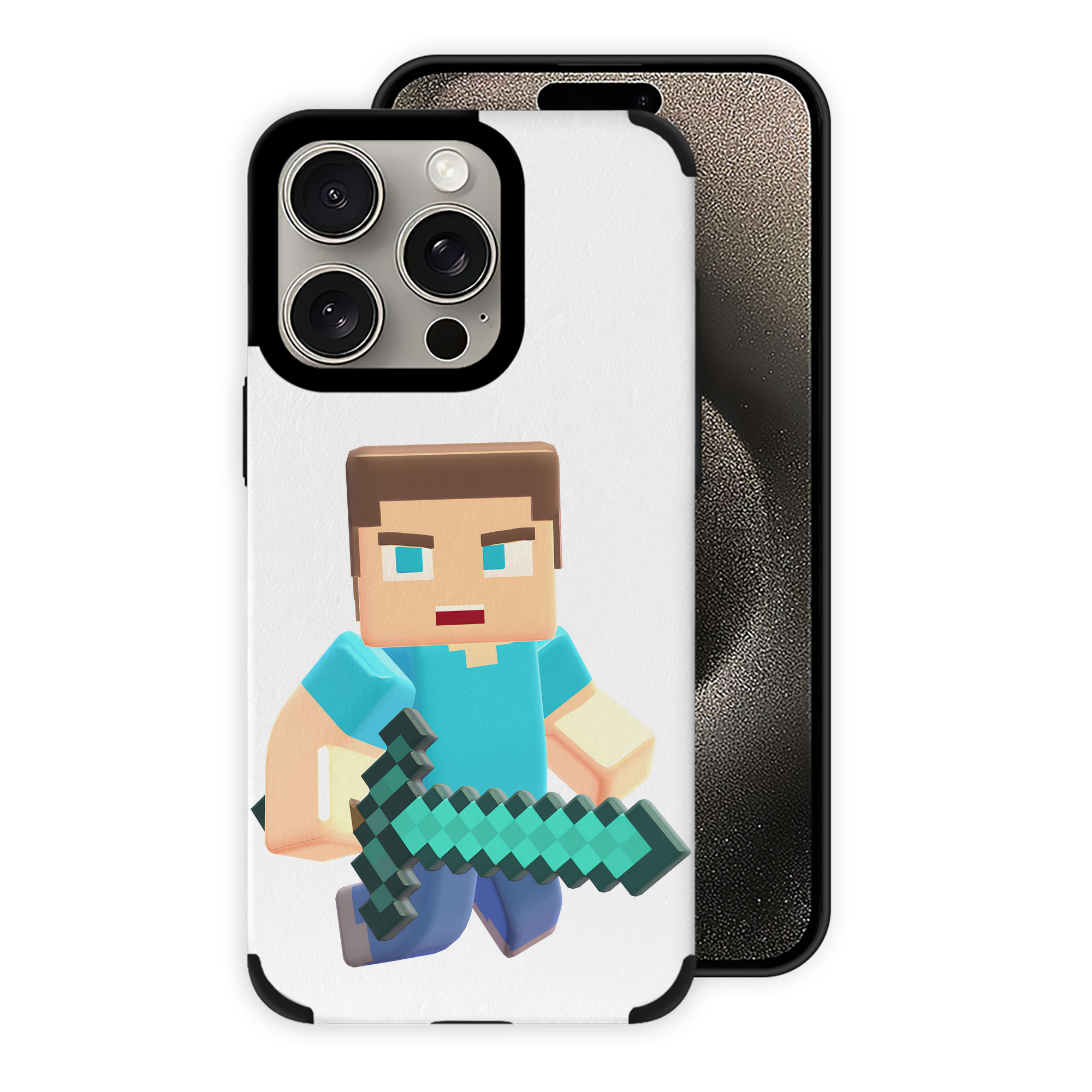（画像用） マインクラフト ブロックの世界 Minecraft MC Block world 【iPhone15ProMax対応】 PUレザー スマホケース 耐衝撃＆黄変防止