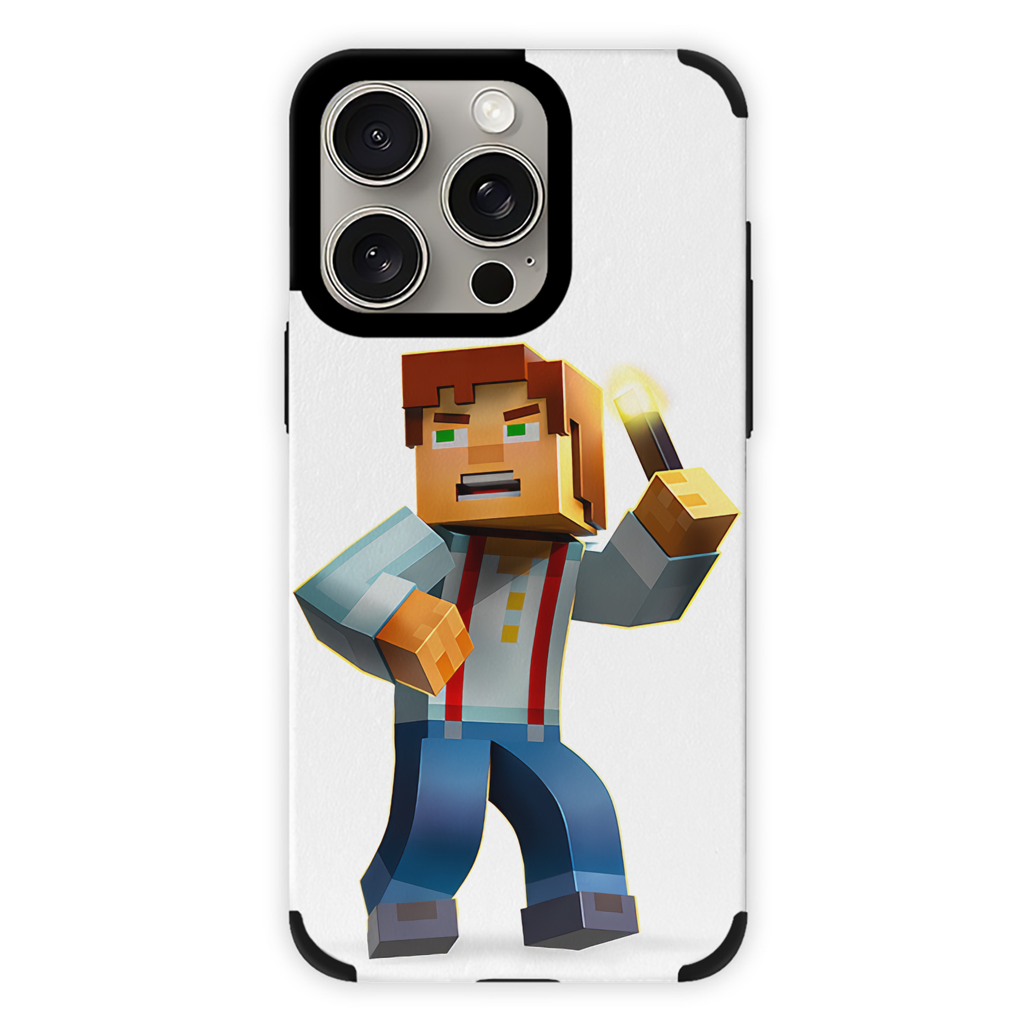 （画像用） マインクラフト ブロックの世界 Minecraft MC Block world 【iPhone15ProMax対応】 PUレザー スマホケース 耐衝撃＆黄変防止