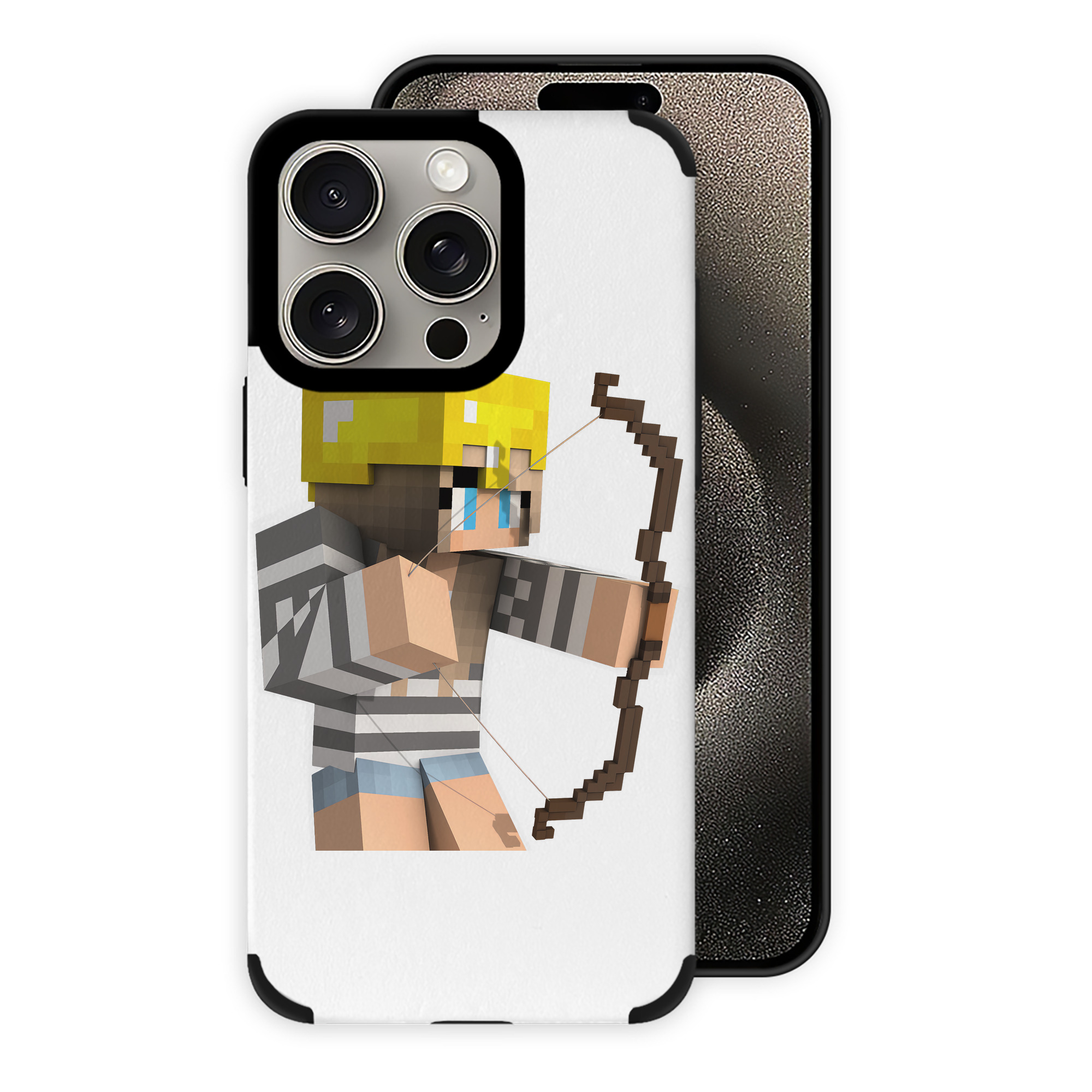 （画像用） マインクラフト ブロックの世界 Minecraft MC Block world 【iPhone15ProMax対応】 PUレザー スマホケース 耐衝撃＆黄変防止