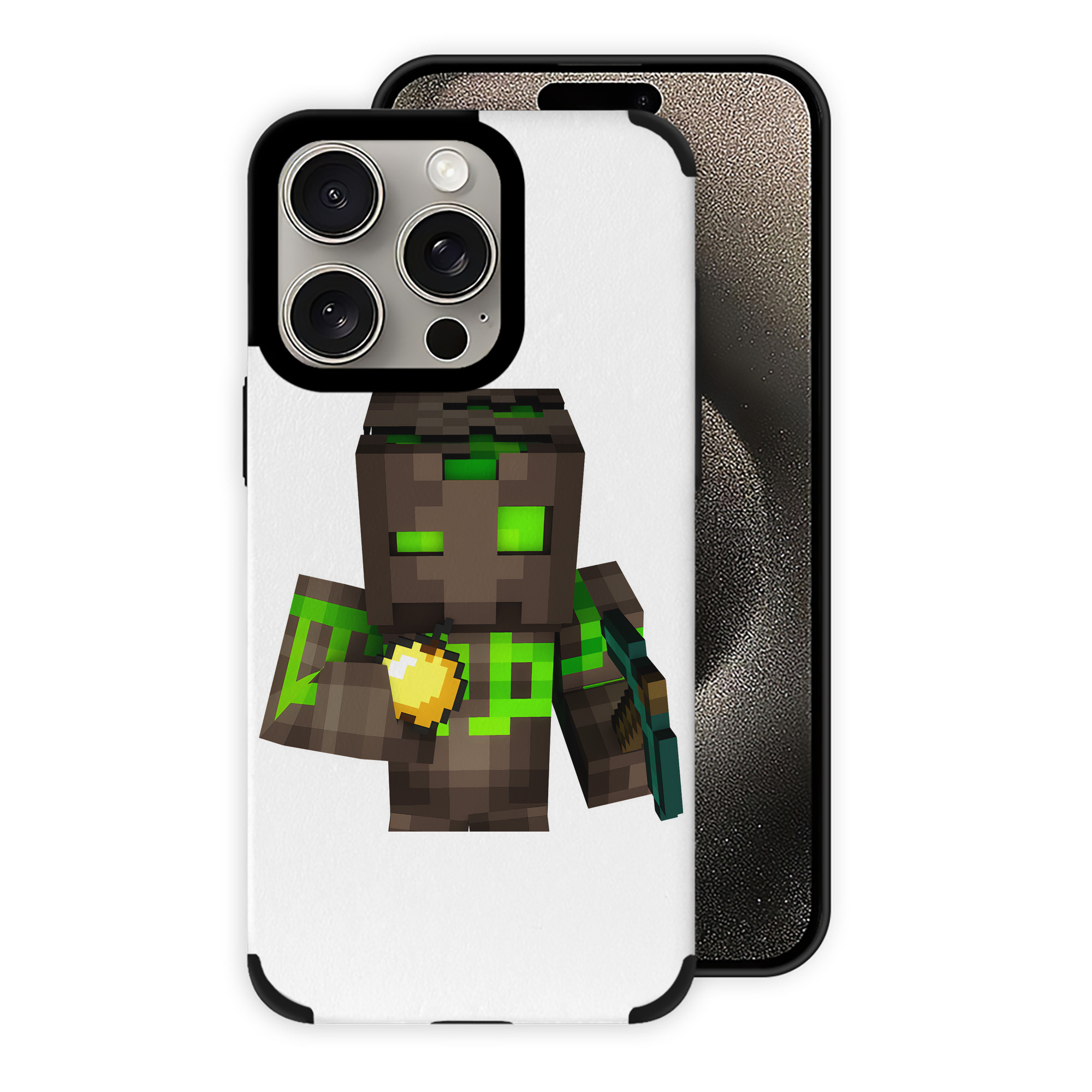 （画像用） マインクラフト ブロックの世界 Minecraft MC Block world 【iPhone15ProMax対応】 PUレザー スマホケース 耐衝撃＆黄変防止