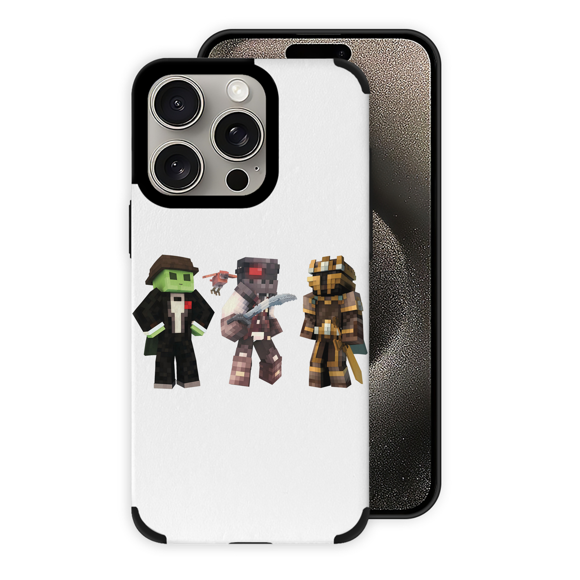 （画像用） マインクラフト ブロックの世界 Minecraft MC Block world 【iPhone15ProMax対応】 PUレザー スマホケース 耐衝撃＆黄変防止