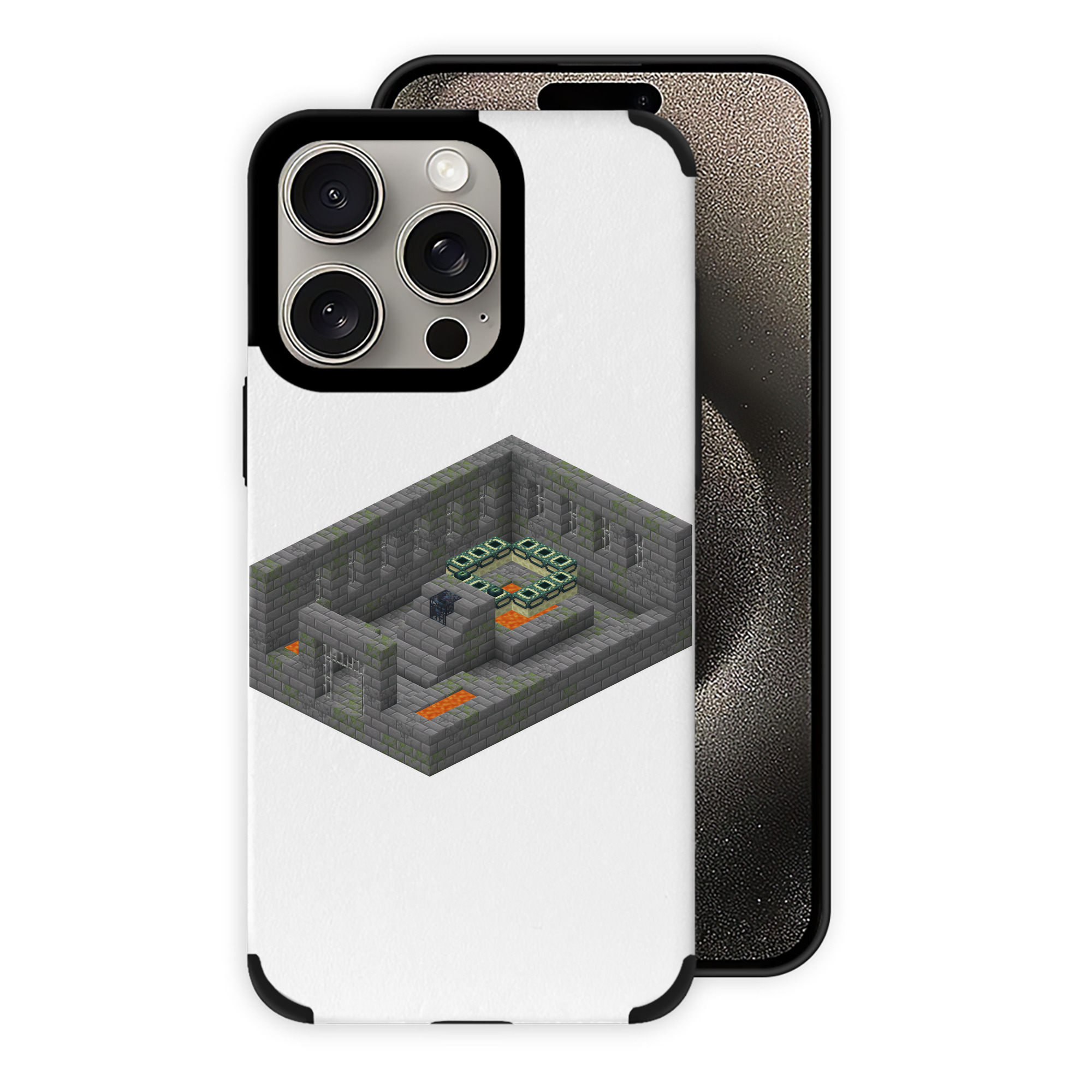（画像用） マインクラフト ブロックの世界 Minecraft MC Block world 【iPhone15ProMax対応】 PUレザー スマホケース 耐衝撃＆黄変防止