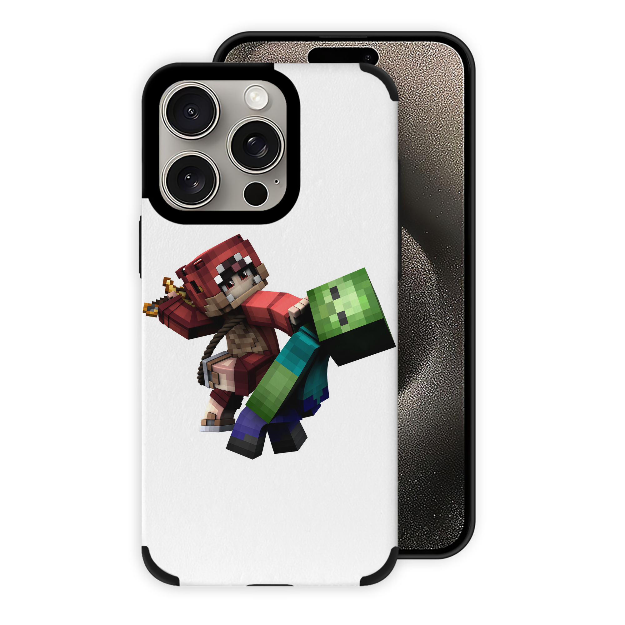 （画像用） マインクラフト ブロックの世界 Minecraft MC Block world 【iPhone15ProMax対応】 PUレザー スマホケース 耐衝撃＆黄変防止
