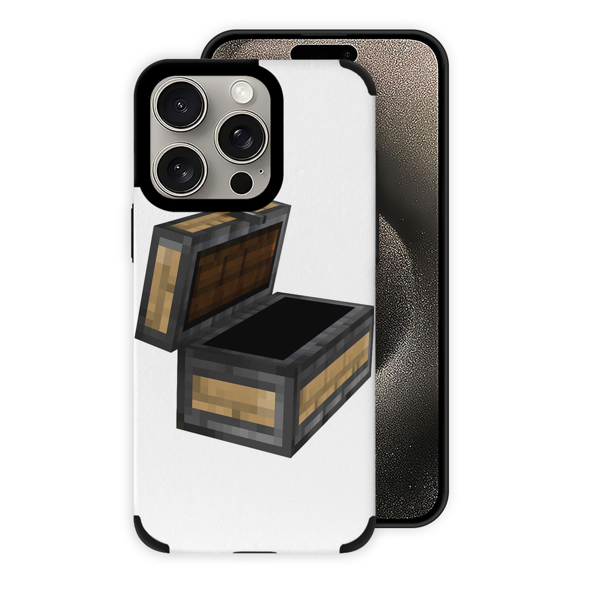（画像用） マインクラフト ブロックの世界 Minecraft MC Block world 【iPhone15ProMax対応】 PUレザー スマホケース 耐衝撃＆黄変防止