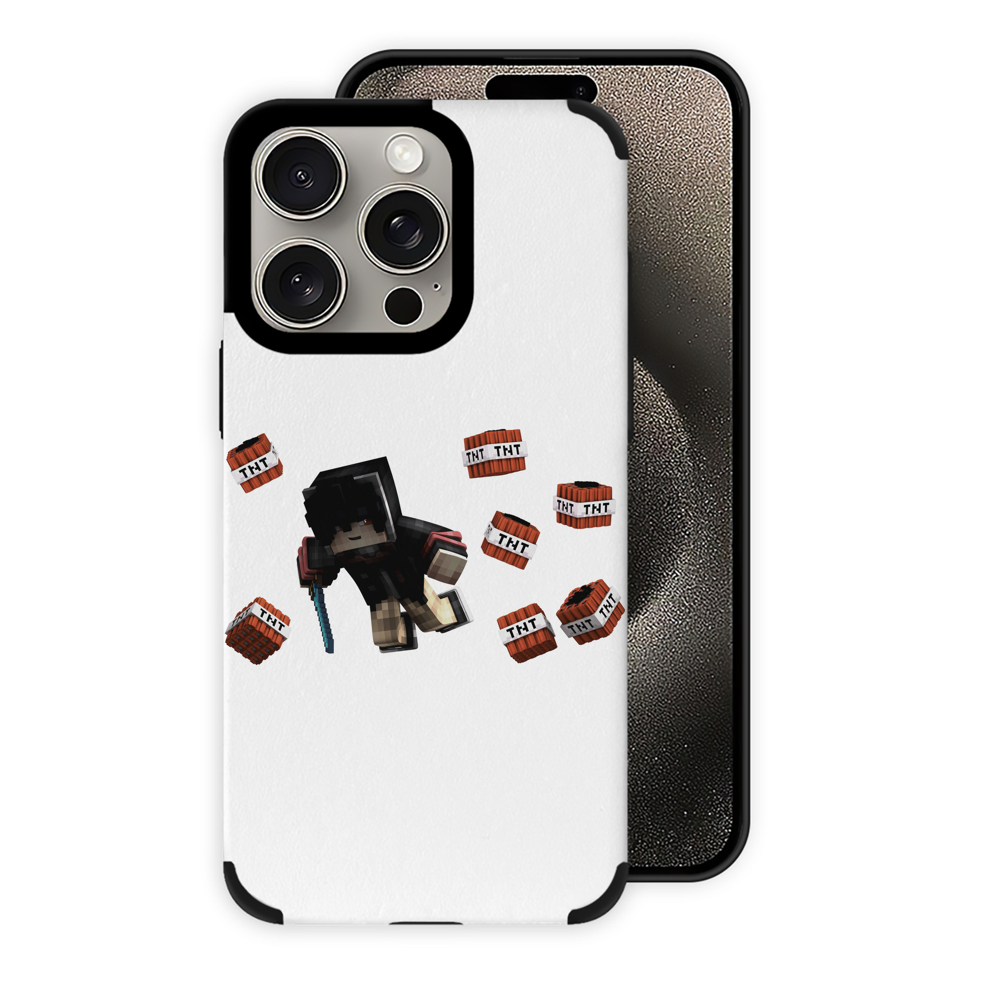 （画像用） マインクラフト ブロックの世界 Minecraft MC Block world 【iPhone15ProMax対応】 PUレザー スマホケース 耐衝撃＆黄変防止