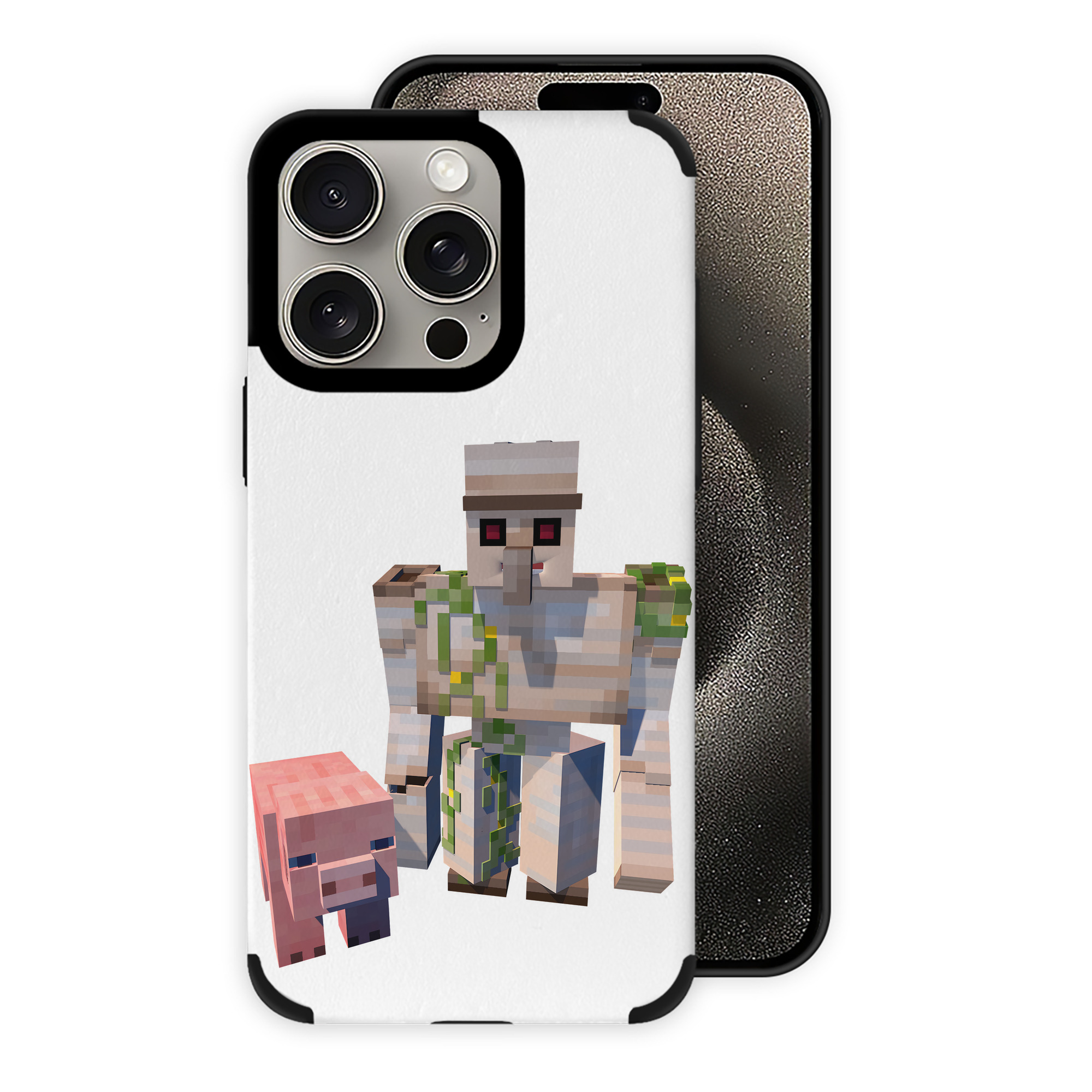 （画像用） マインクラフト ブロックの世界 Minecraft MC Block world 【iPhone15ProMax対応】 PUレザー スマホケース 耐衝撃＆黄変防止