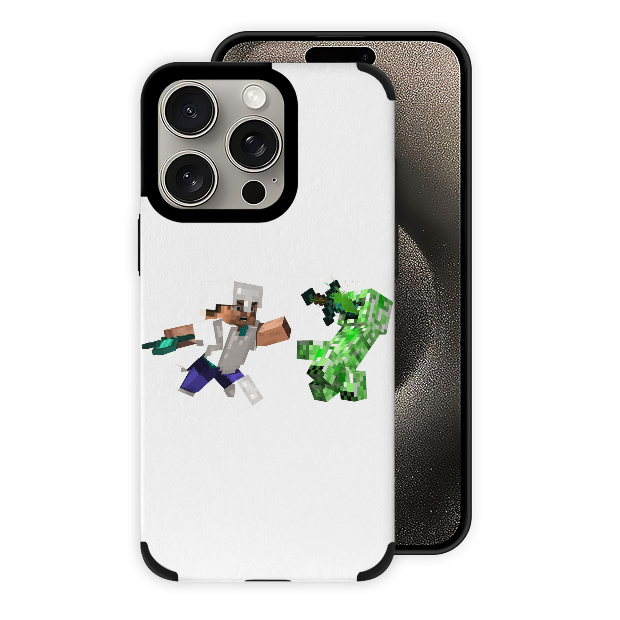 （画像用） マインクラフト ブロックの世界 Minecraft MC Block world 【iPhone15ProMax対応】 PUレザー スマホケース 耐衝撃＆黄変防止