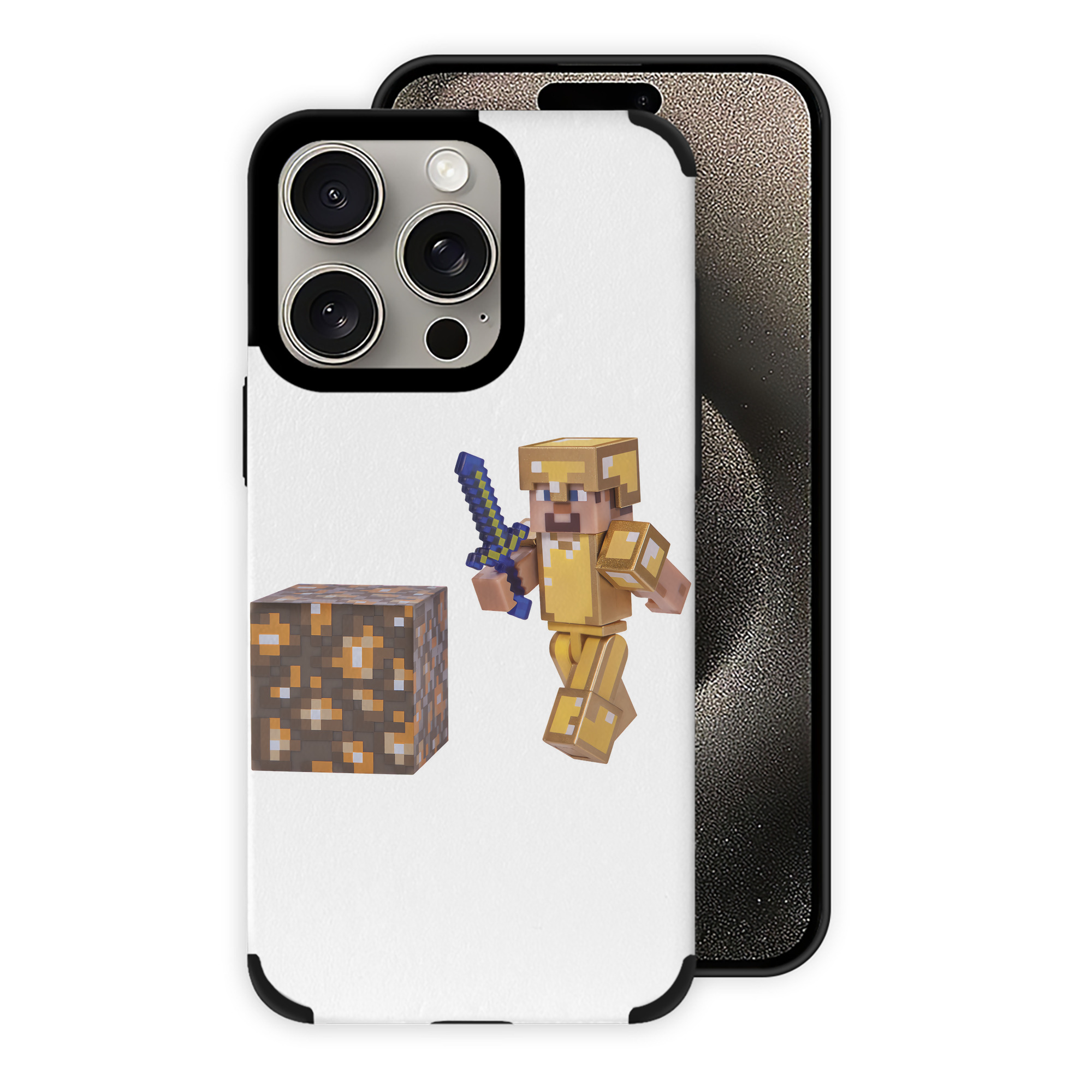 （画像用） マインクラフト ブロックの世界 Minecraft MC Block world 【iPhone15ProMax対応】 PUレザー スマホケース 耐衝撃＆黄変防止