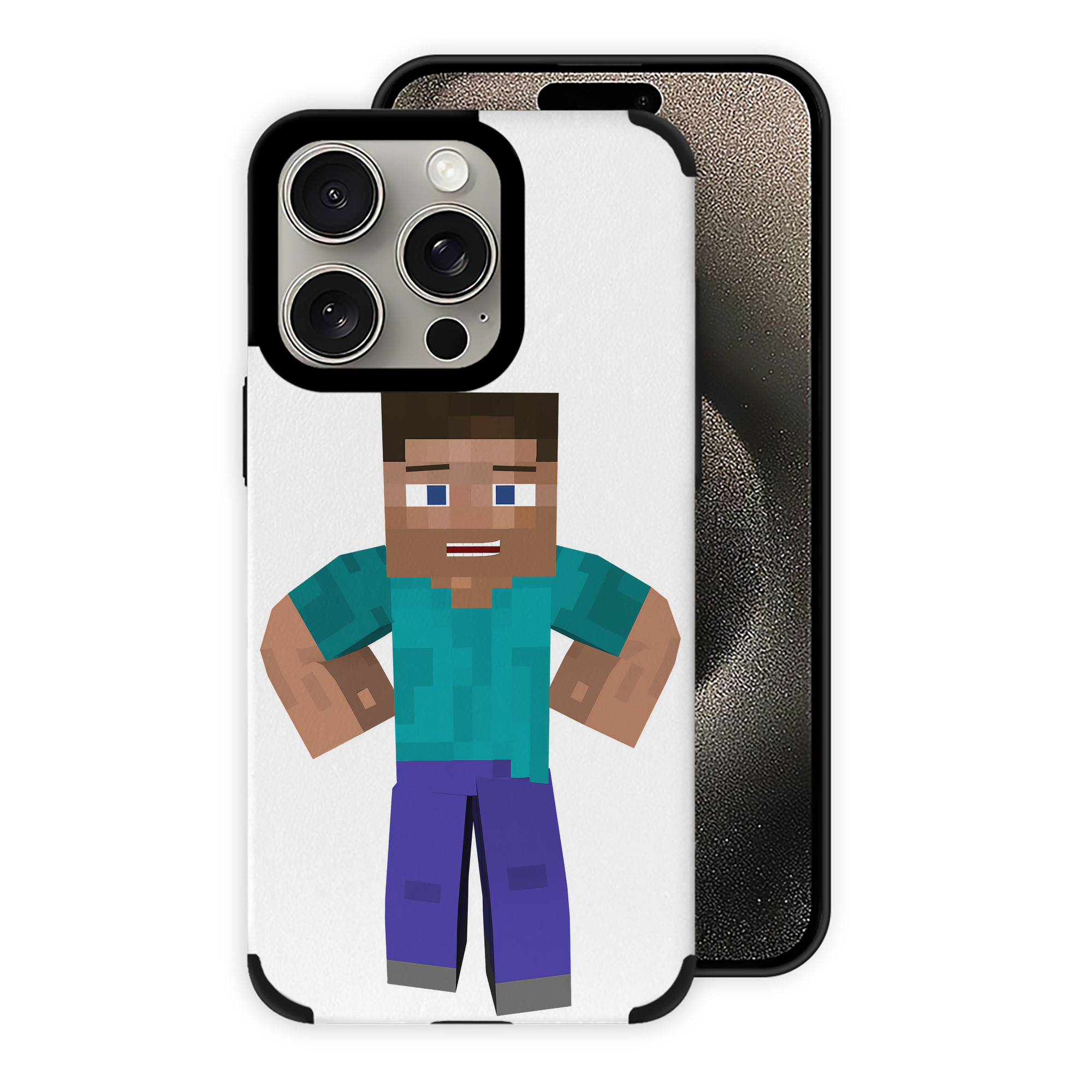 （画像用） マインクラフト ブロックの世界 Minecraft MC Block world 【iPhone15ProMax対応】 PUレザー スマホケース 耐衝撃＆黄変防止