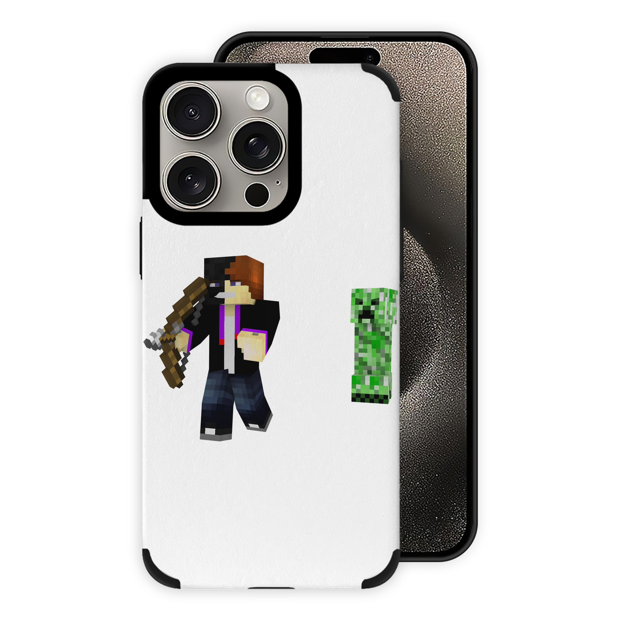 （画像用） マインクラフト ブロックの世界 Minecraft MC Block world 【iPhone15ProMax対応】 PUレザー スマホケース 耐衝撃＆黄変防止