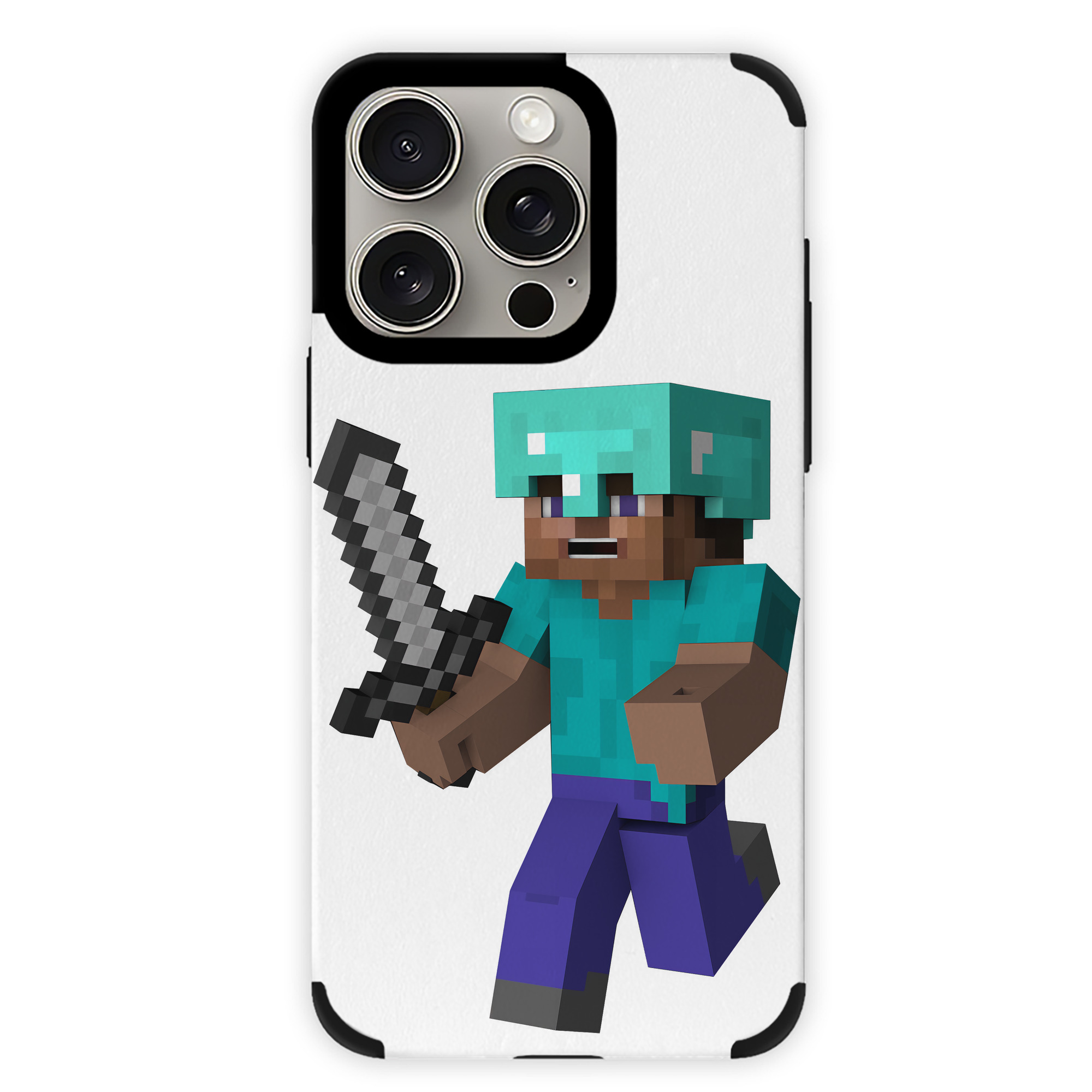 （画像用） マインクラフト ブロックの世界 Minecraft MC Block world 【iPhone15ProMax対応】 PUレザー スマホケース 耐衝撃＆黄変防止
