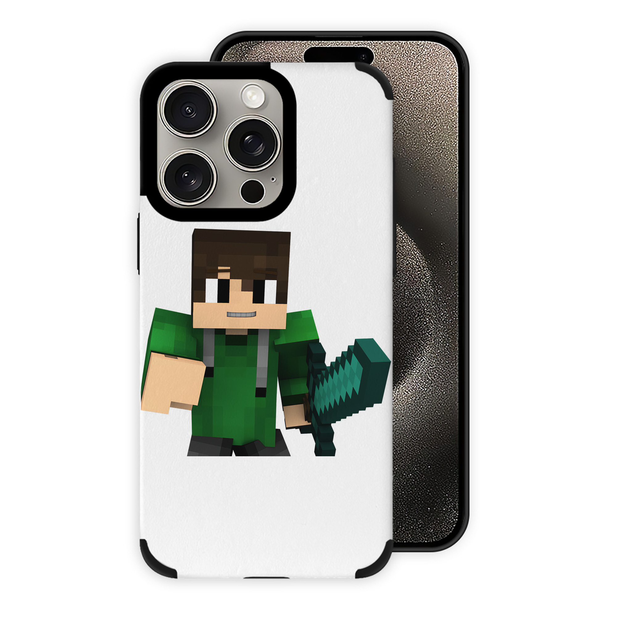 （画像用） マインクラフト ブロックの世界 Minecraft MC Block world 【iPhone15ProMax対応】 PUレザー スマホケース 耐衝撃＆黄変防止