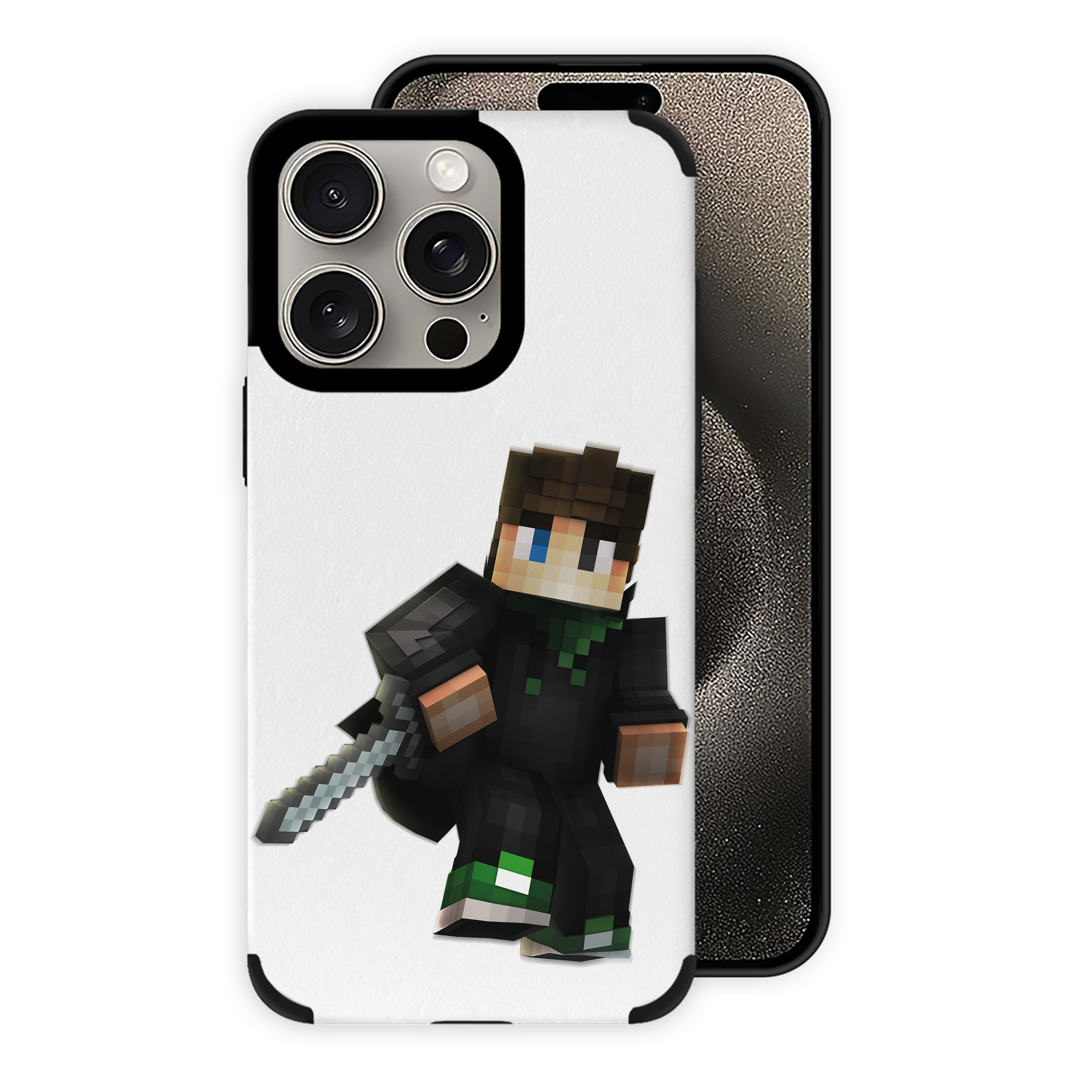 （画像用） マインクラフト ブロックの世界 Minecraft MC Block world 【iPhone15ProMax対応】 PUレザー スマホケース 耐衝撃＆黄変防止