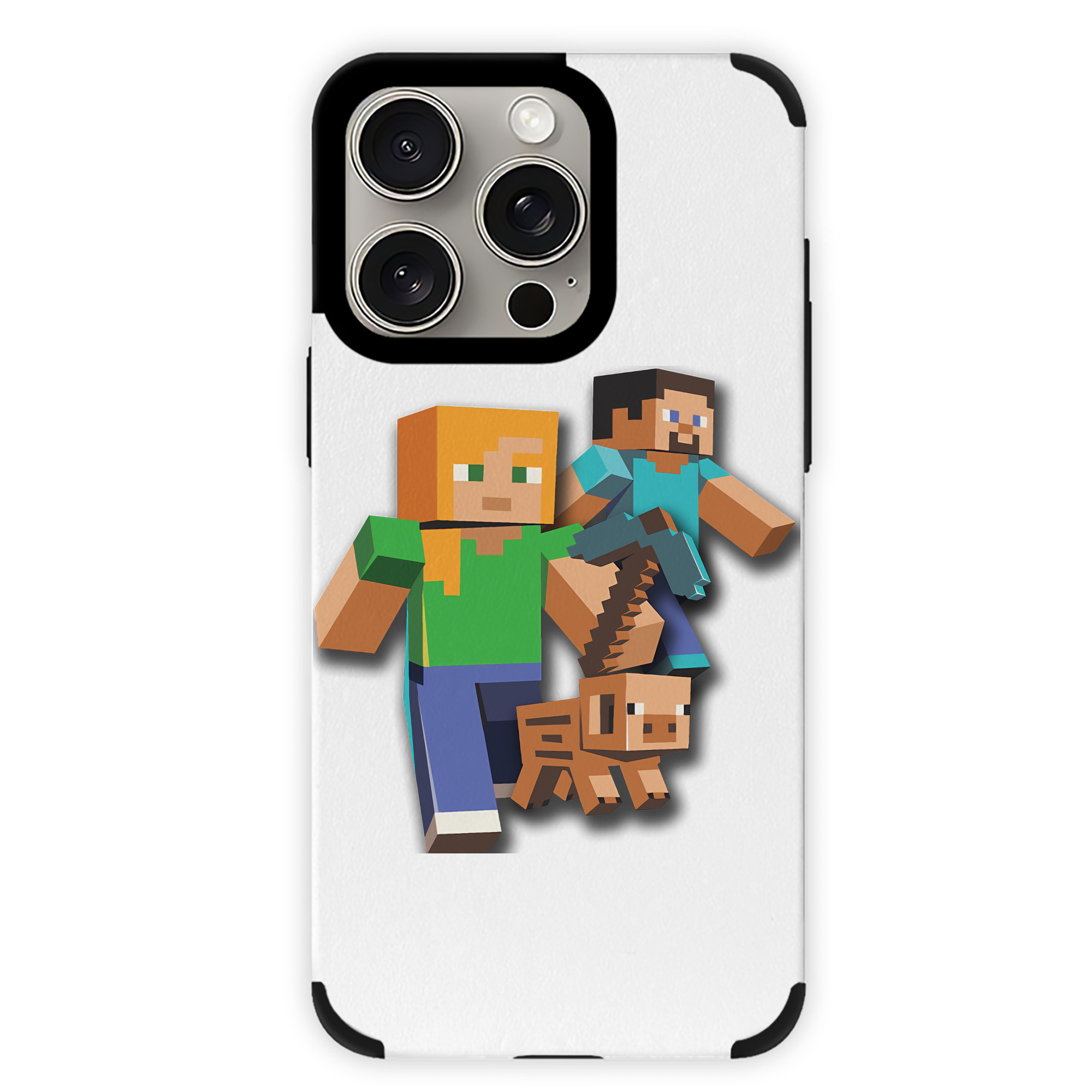 （画像用） マインクラフト ブロックの世界 Minecraft MC Block world 【iPhone15ProMax対応】 PUレザー スマホケース 耐衝撃＆黄変防止
