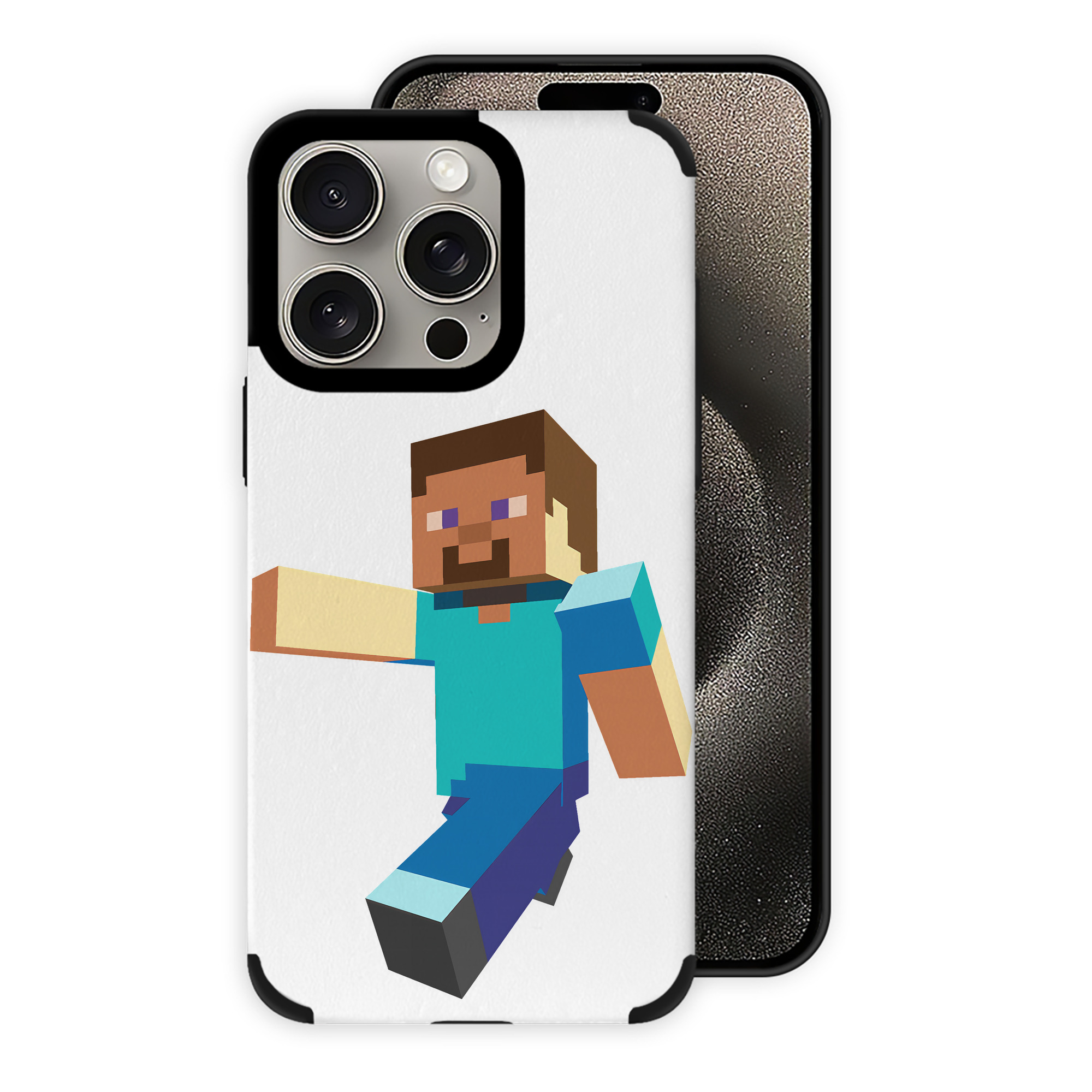 （画像用） マインクラフト ブロックの世界 Minecraft MC Block world 【iPhone15ProMax対応】 PUレザー スマホケース 耐衝撃＆黄変防止
