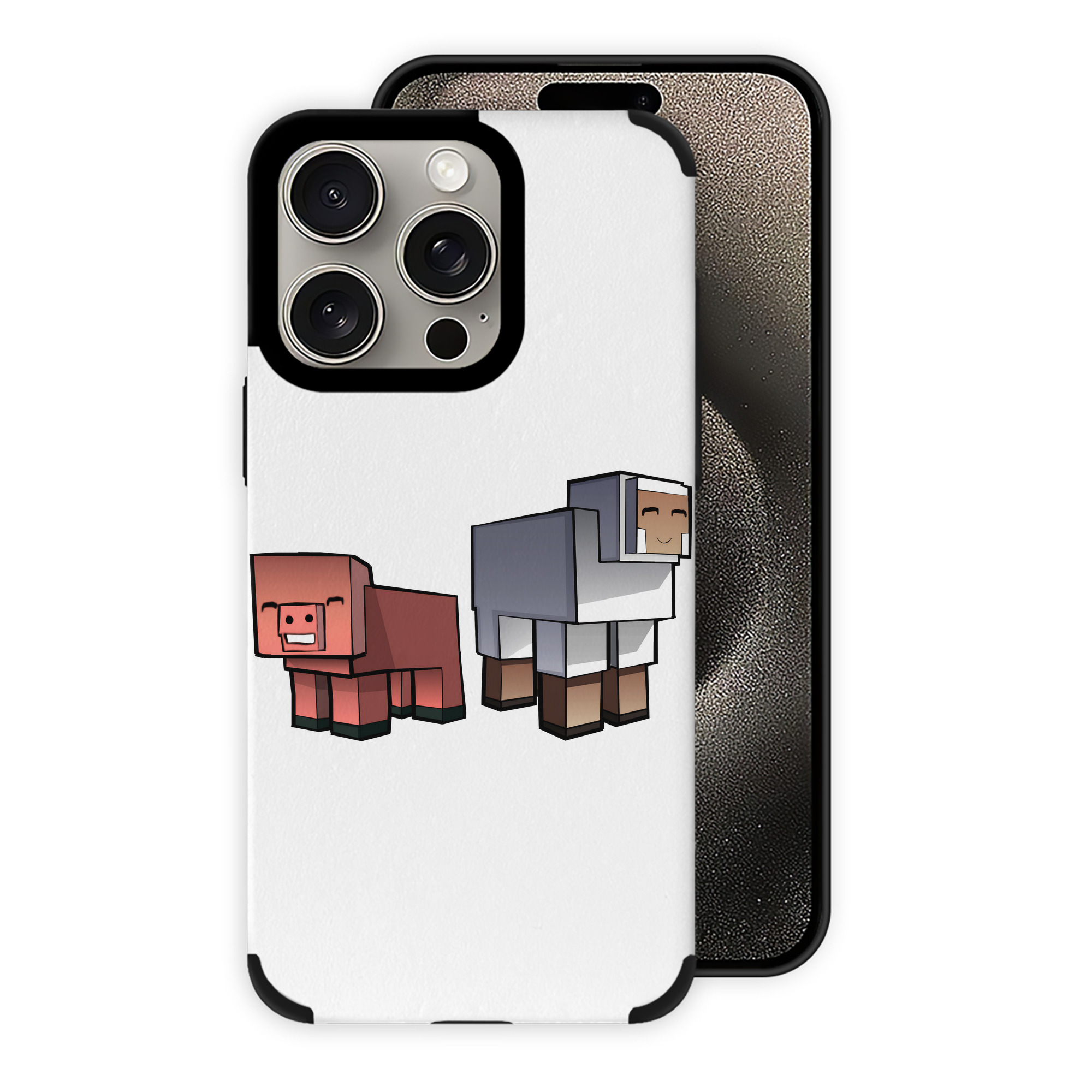 （画像用） マインクラフト ブロックの世界 Minecraft MC Block world 【iPhone15ProMax対応】 PUレザー スマホケース 耐衝撃＆黄変防止
