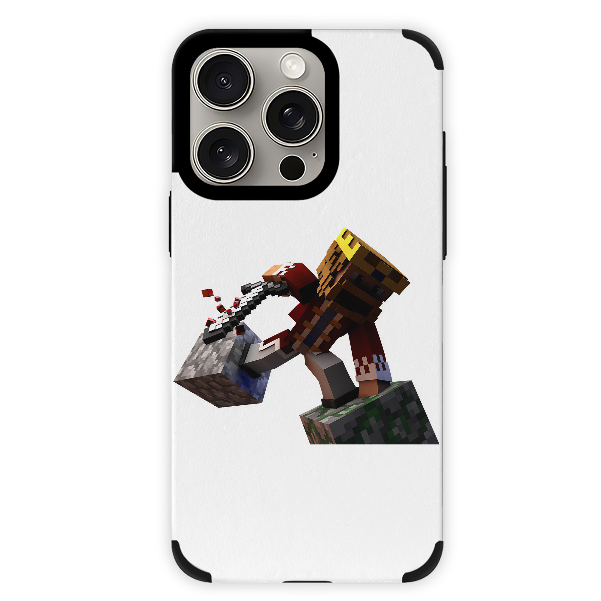 （画像用） マインクラフト ブロックの世界 Minecraft MC Block world 【iPhone15ProMax対応】 PUレザー スマホケース 耐衝撃＆黄変防止