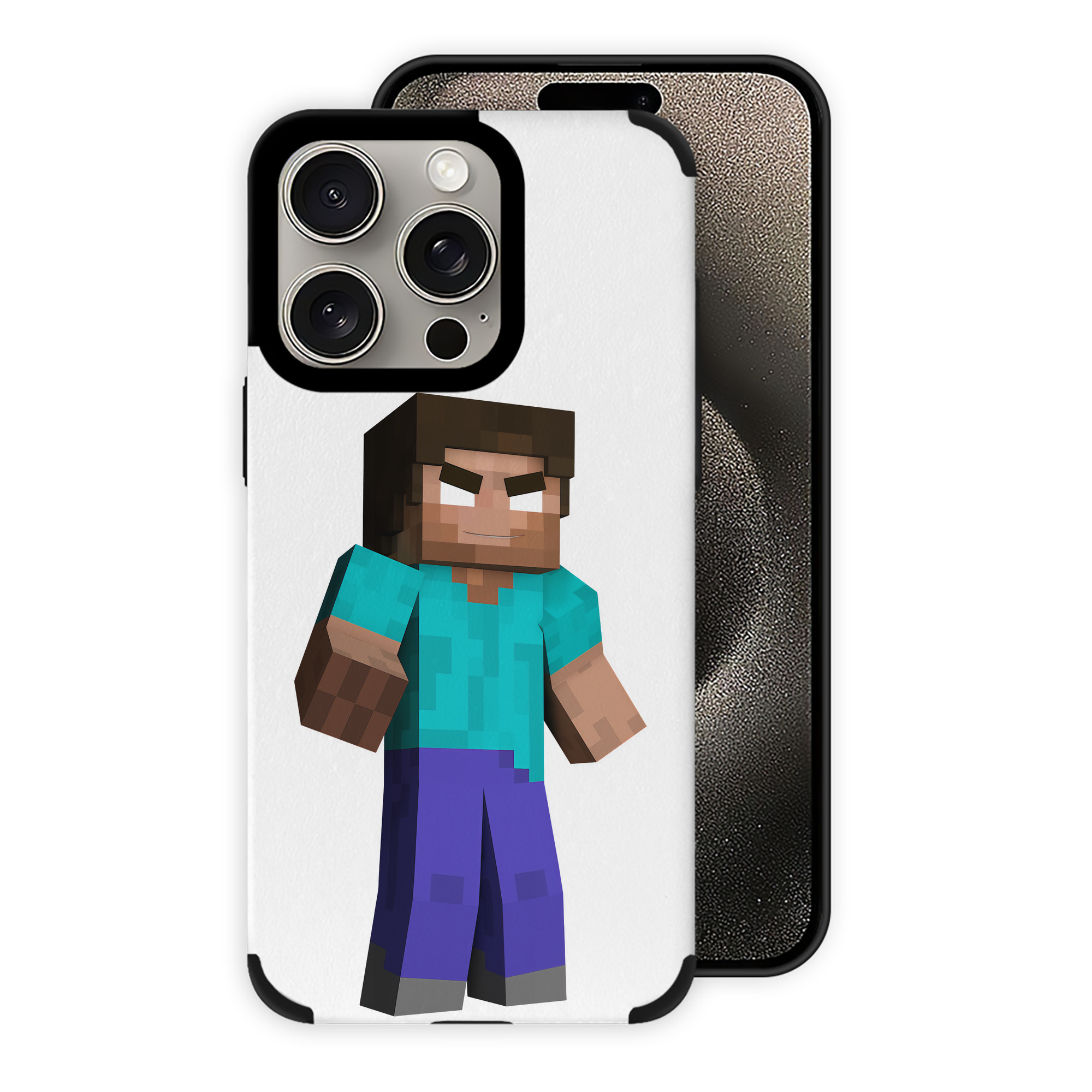 （画像用） マインクラフト ブロックの世界 Minecraft MC Block world 【iPhone15ProMax対応】 PUレザー スマホケース 耐衝撃＆黄変防止