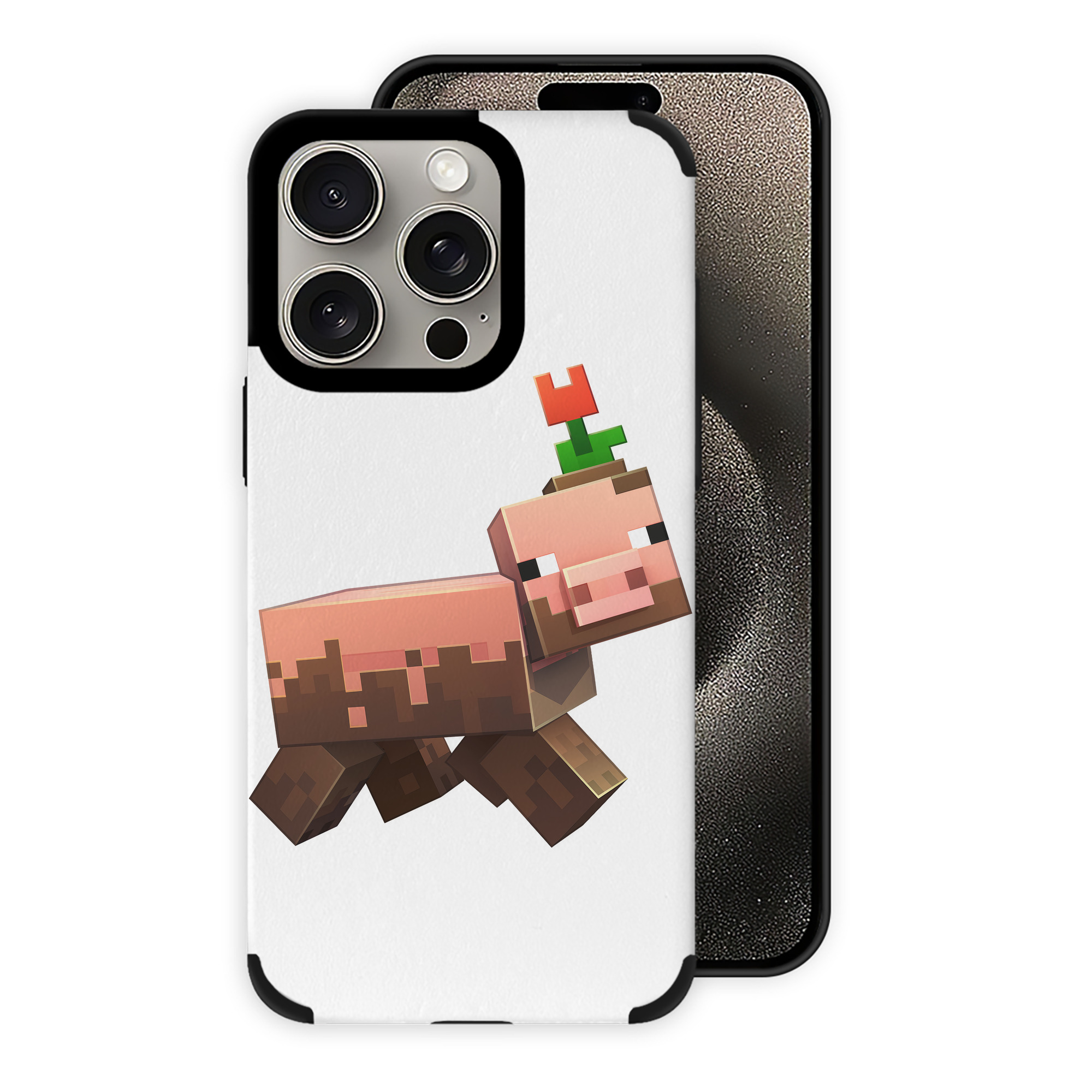 （画像用） マインクラフト ブロックの世界 Minecraft MC Block world 【iPhone15ProMax対応】 PUレザー スマホケース 耐衝撃＆黄変防止