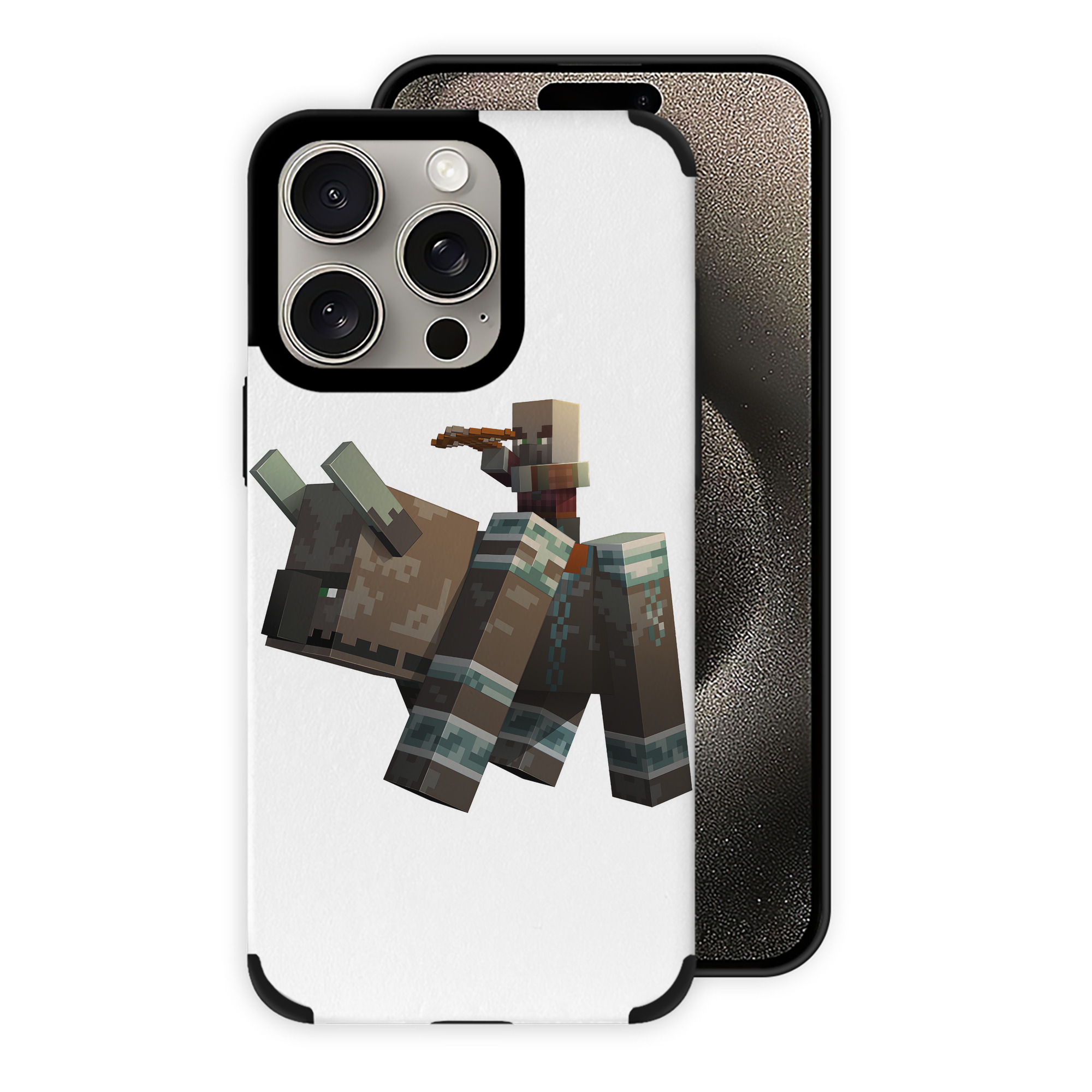 （画像用） マインクラフト ブロックの世界 Minecraft MC Block world 【iPhone15ProMax対応】 PUレザー スマホケース 耐衝撃＆黄変防止