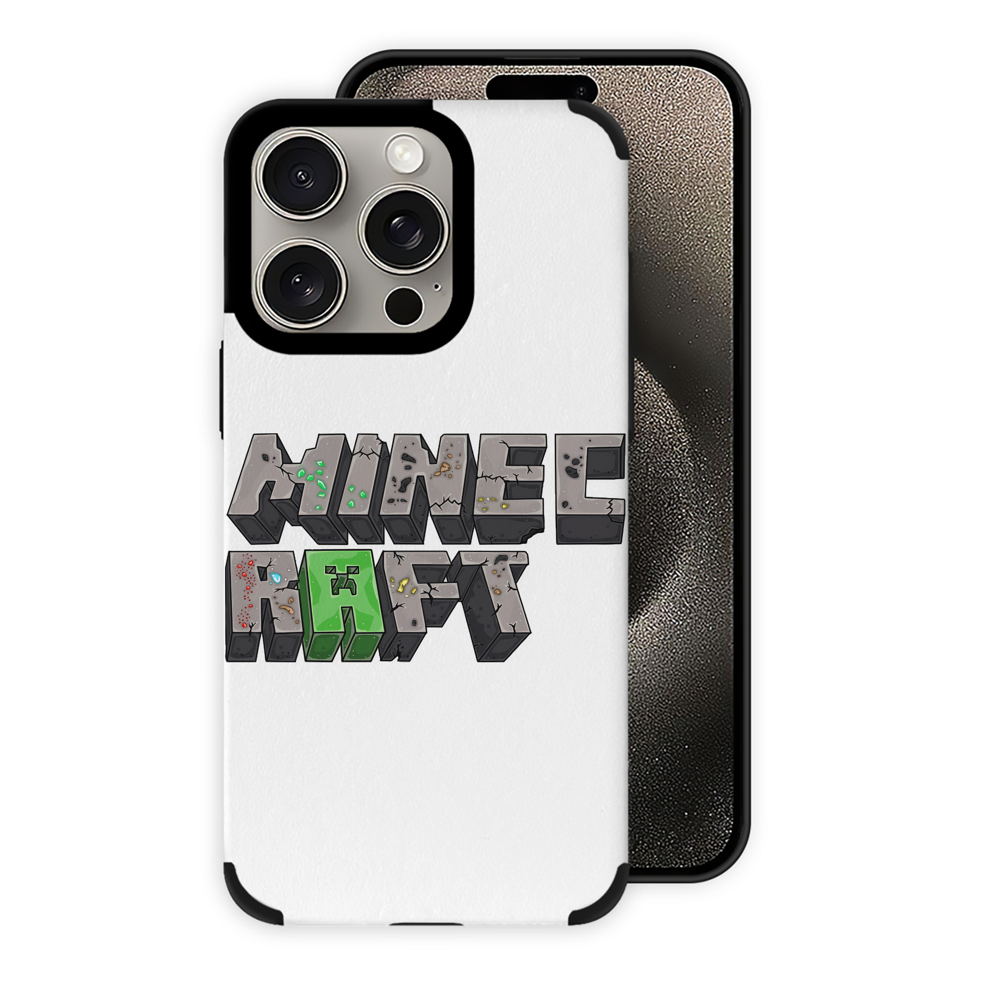 （画像用） マインクラフト ブロックの世界 Minecraft MC Block world 【iPhone15ProMax対応】 PUレザー スマホケース 耐衝撃＆黄変防止