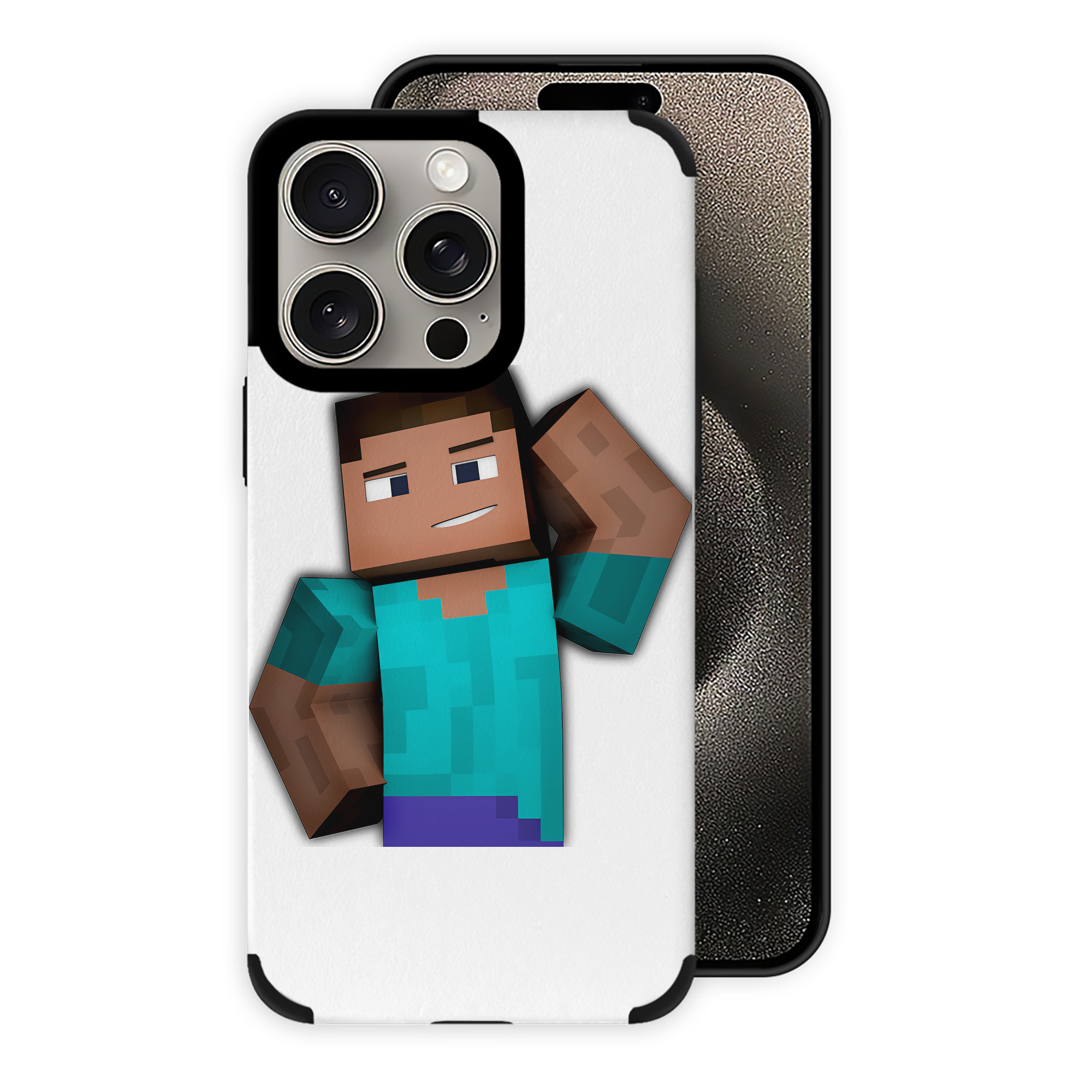 （画像用） マインクラフト ブロックの世界 Minecraft MC Block world 【iPhone15ProMax対応】 PUレザー スマホケース 耐衝撃＆黄変防止