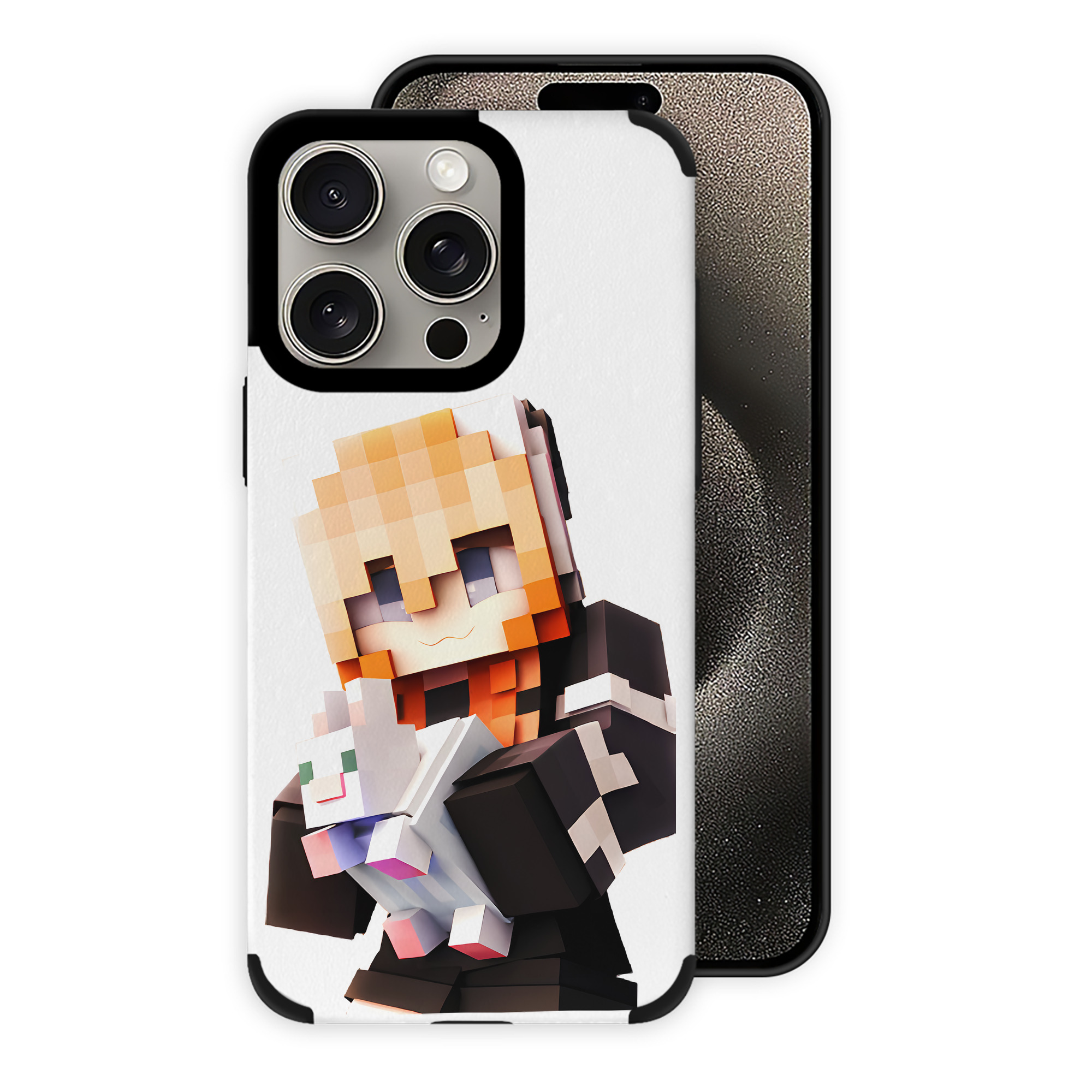 （画像用） マインクラフト ブロックの世界 Minecraft MC Block world 【iPhone15ProMax対応】 PUレザー スマホケース 耐衝撃＆黄変防止