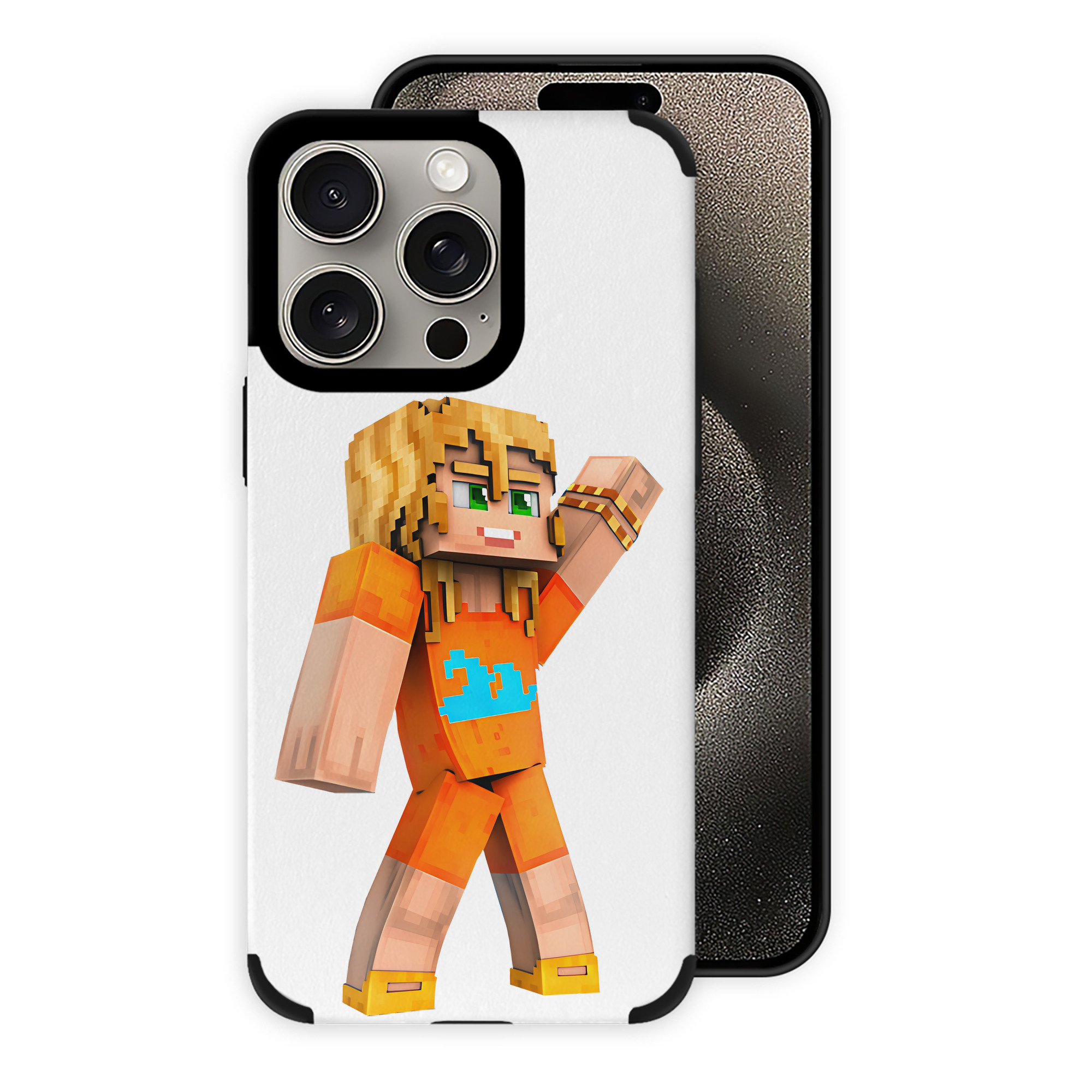 （画像用） マインクラフト ブロックの世界 Minecraft MC Block world 【iPhone15ProMax対応】 PUレザー スマホケース 耐衝撃＆黄変防止