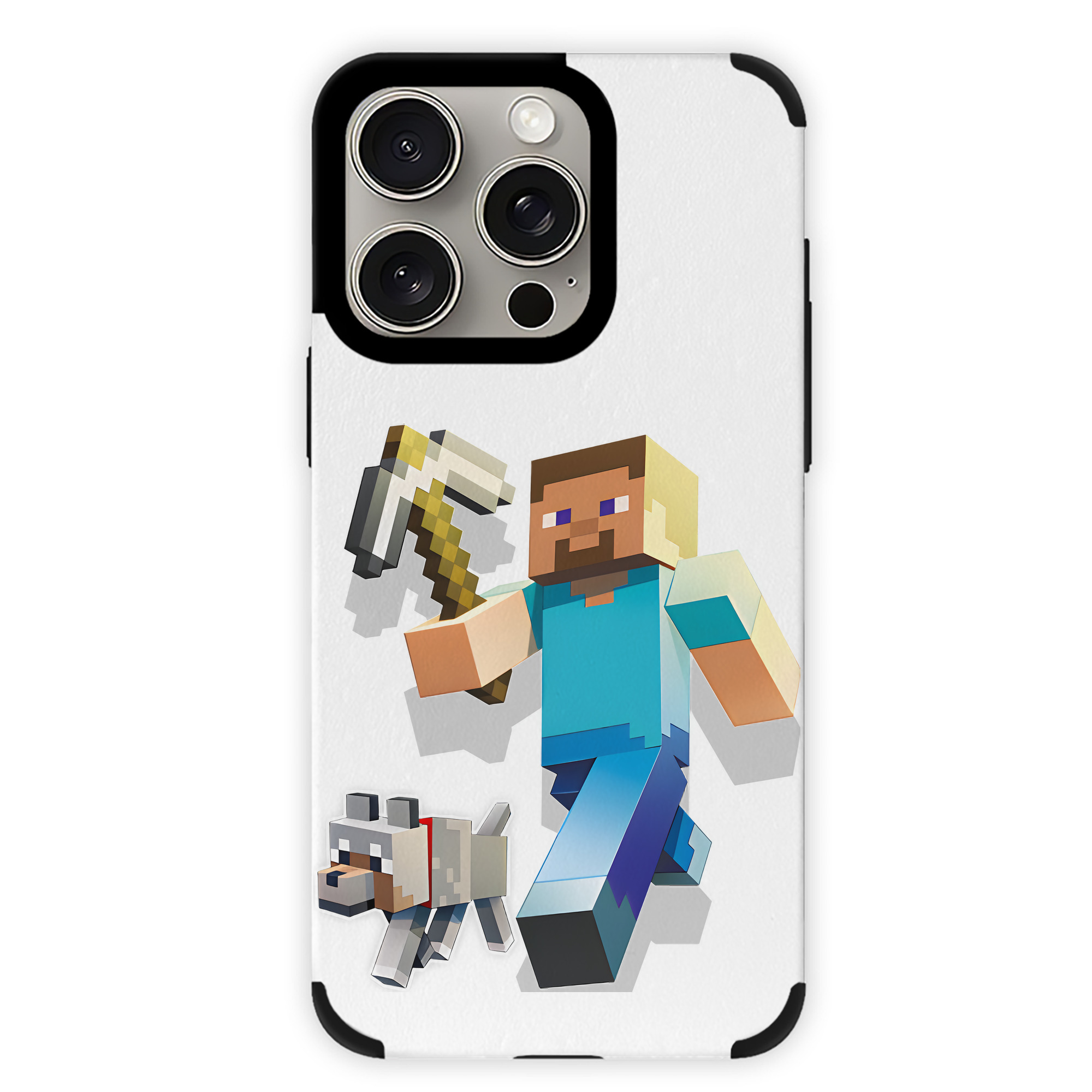 （画像用） マインクラフト ブロックの世界 Minecraft MC Block world 【iPhone15ProMax対応】 PUレザー スマホケース 耐衝撃＆黄変防止