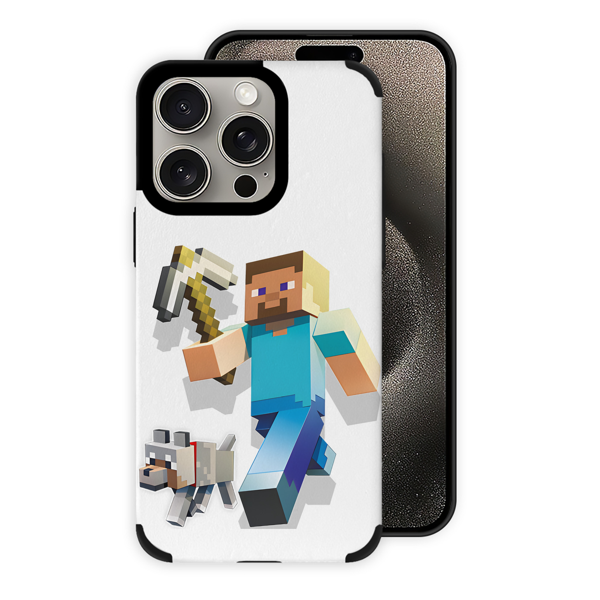（画像用） マインクラフト ブロックの世界 Minecraft MC Block world 【iPhone15ProMax対応】 PUレザー スマホケース 耐衝撃＆黄変防止