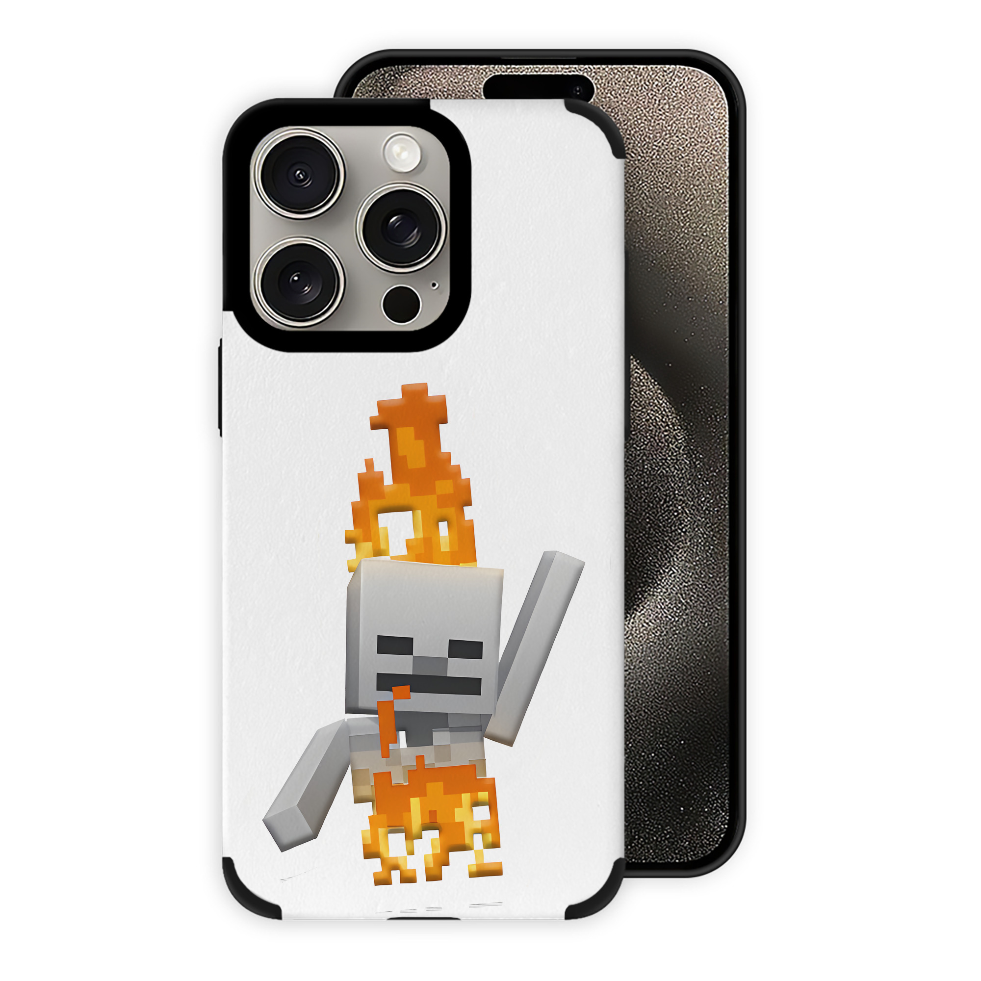 （画像用） マインクラフト ブロックの世界 Minecraft MC Block world 【iPhone15ProMax対応】 PUレザー スマホケース 耐衝撃＆黄変防止