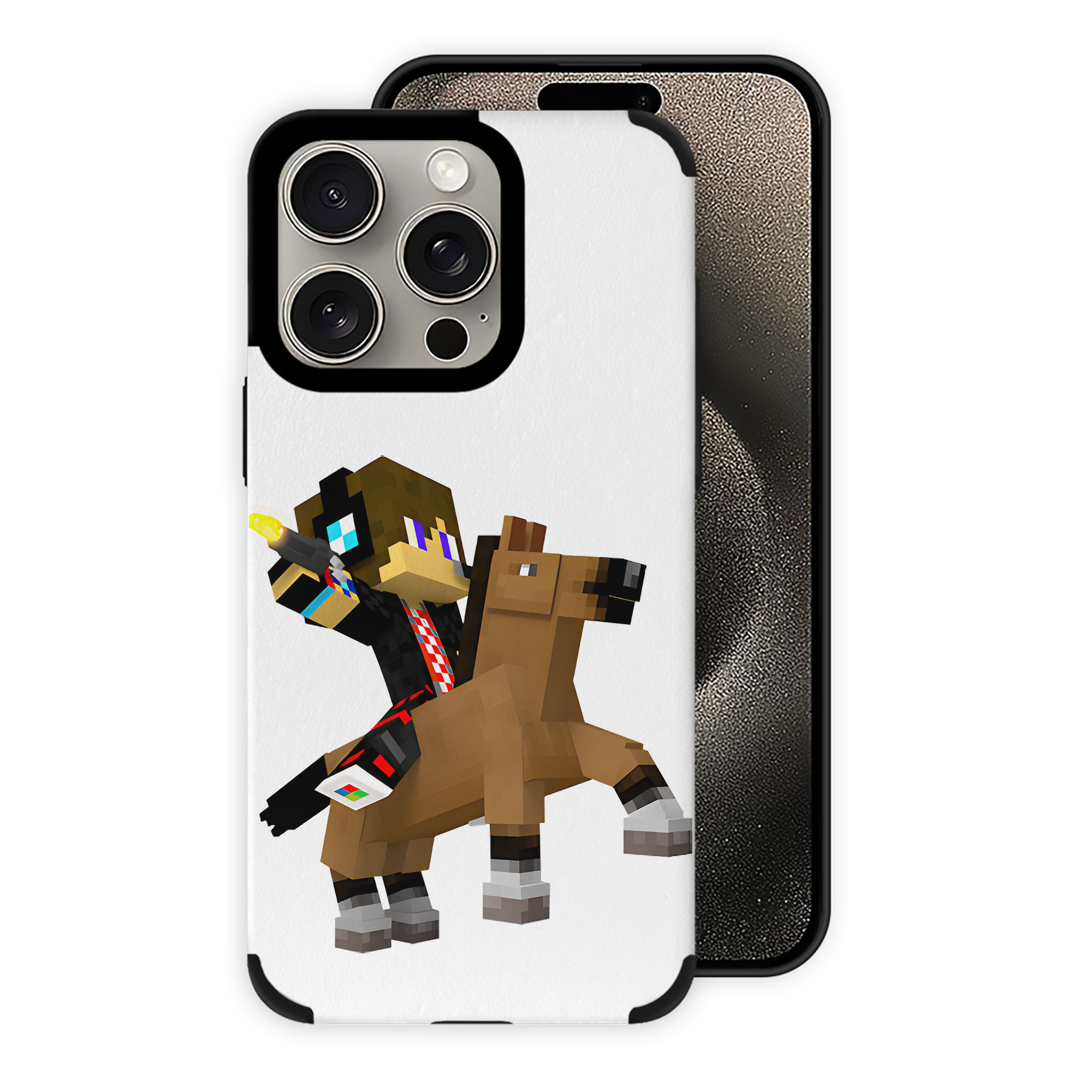 （画像用） マインクラフト ブロックの世界 Minecraft MC Block world 【iPhone15ProMax対応】 PUレザー スマホケース 耐衝撃＆黄変防止