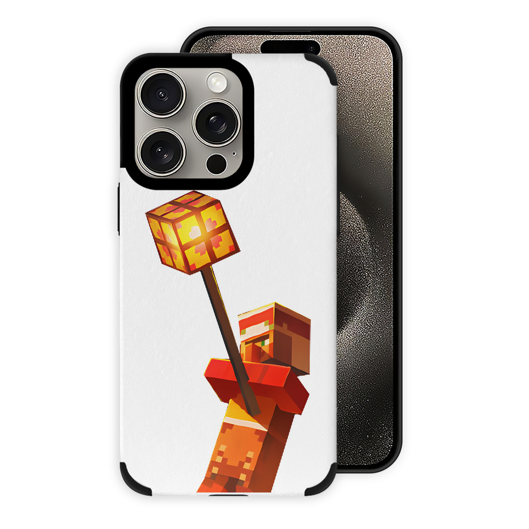 （画像用） マインクラフト ブロックの世界 Minecraft MC Block world 【iPhone15ProMax対応】 PUレザー スマホケース 耐衝撃＆黄変防止