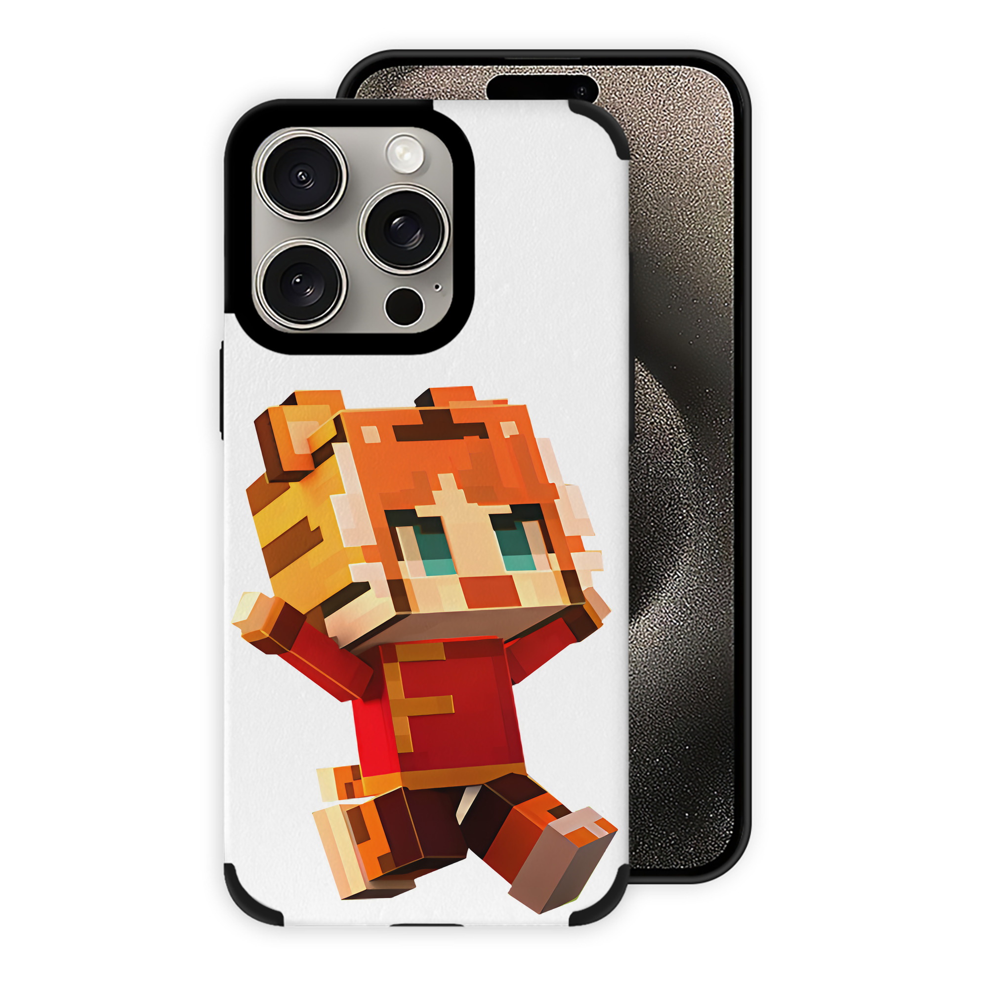 （画像用） マインクラフト ブロックの世界 Minecraft MC Block world 【iPhone15ProMax対応】 PUレザー スマホケース 耐衝撃＆黄変防止
