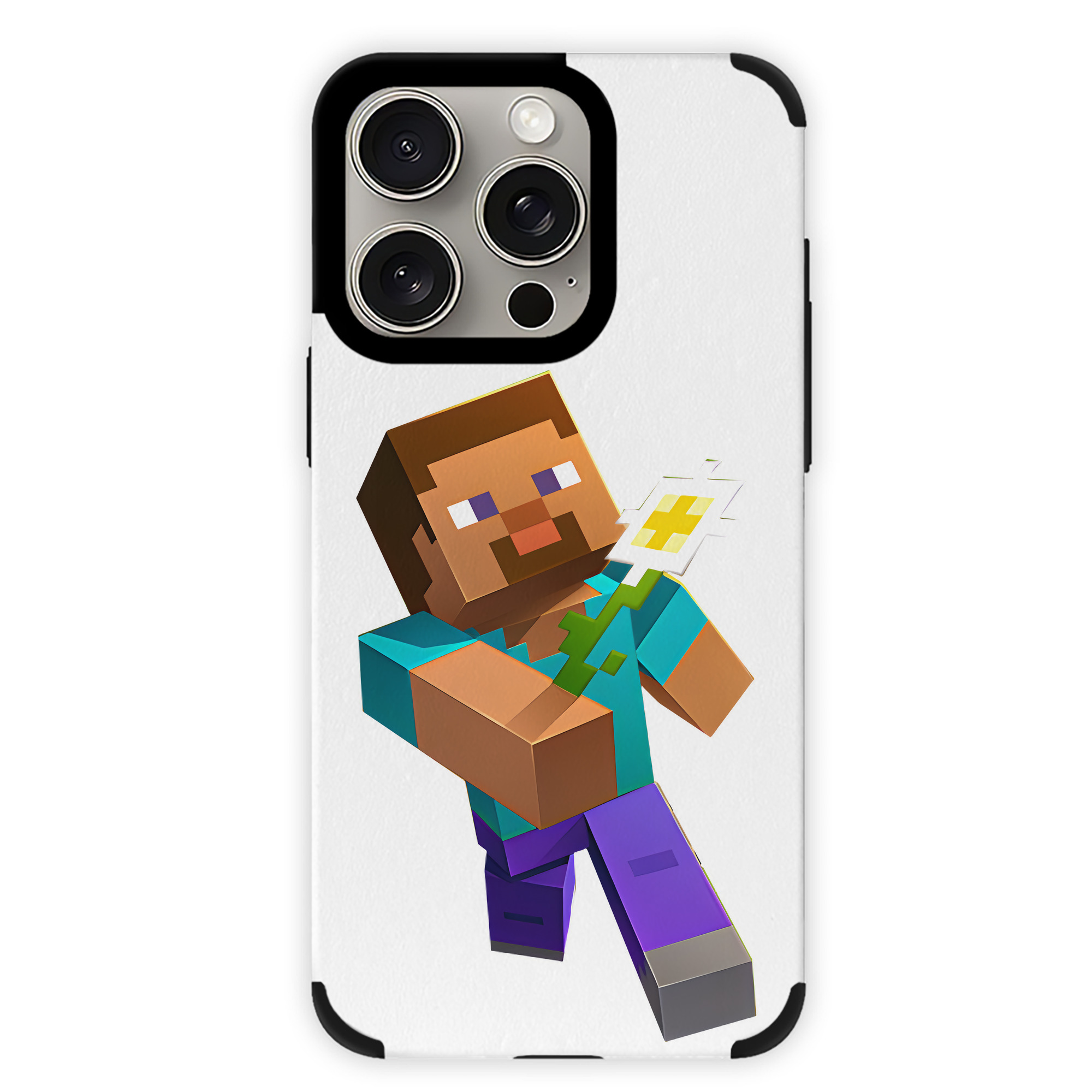 （画像用） マインクラフト ブロックの世界 Minecraft MC Block world 【iPhone15ProMax対応】 PUレザー スマホケース 耐衝撃＆黄変防止