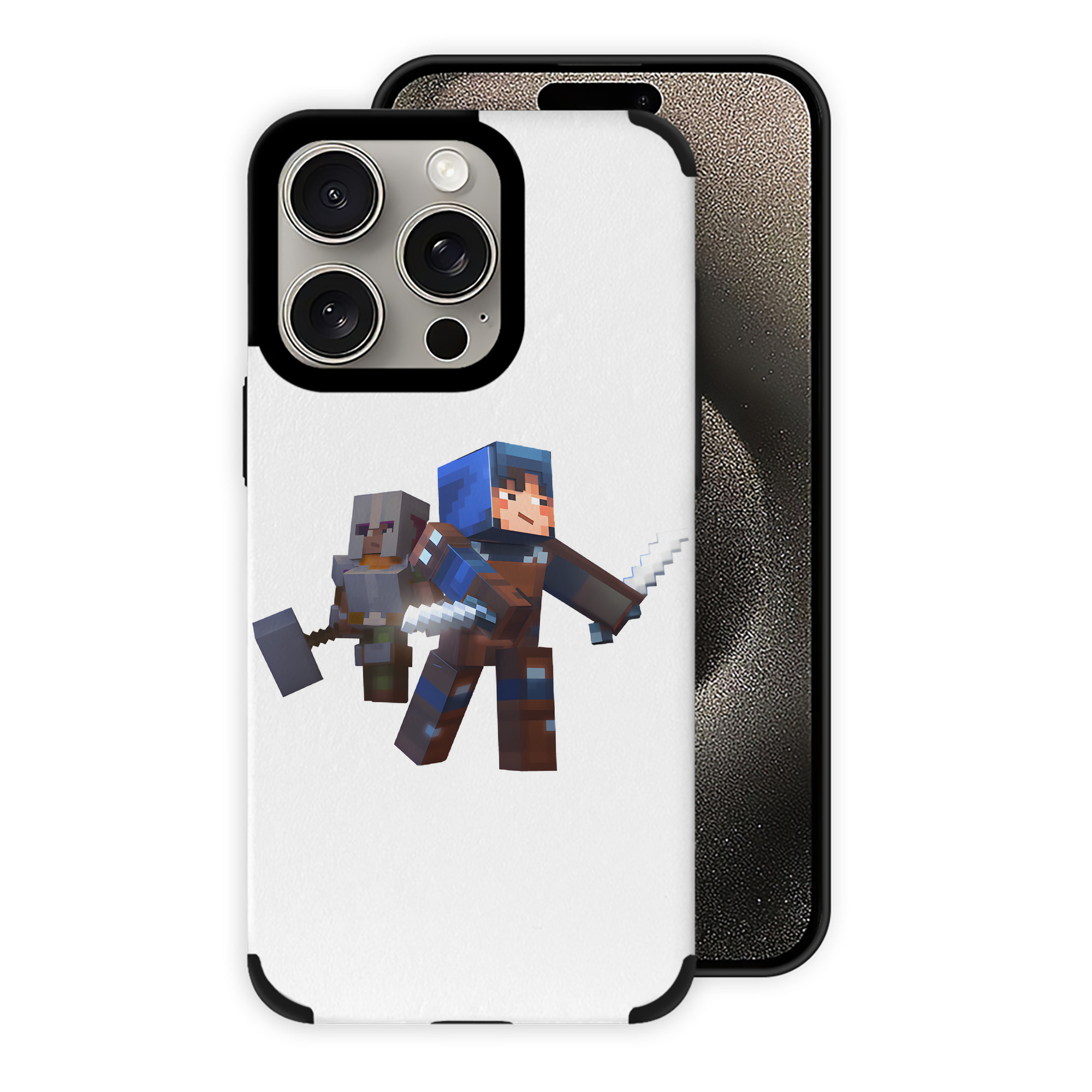 （画像用） マインクラフト ブロックの世界 Minecraft MC Block world 【iPhone15ProMax対応】 PUレザー スマホケース 耐衝撃＆黄変防止