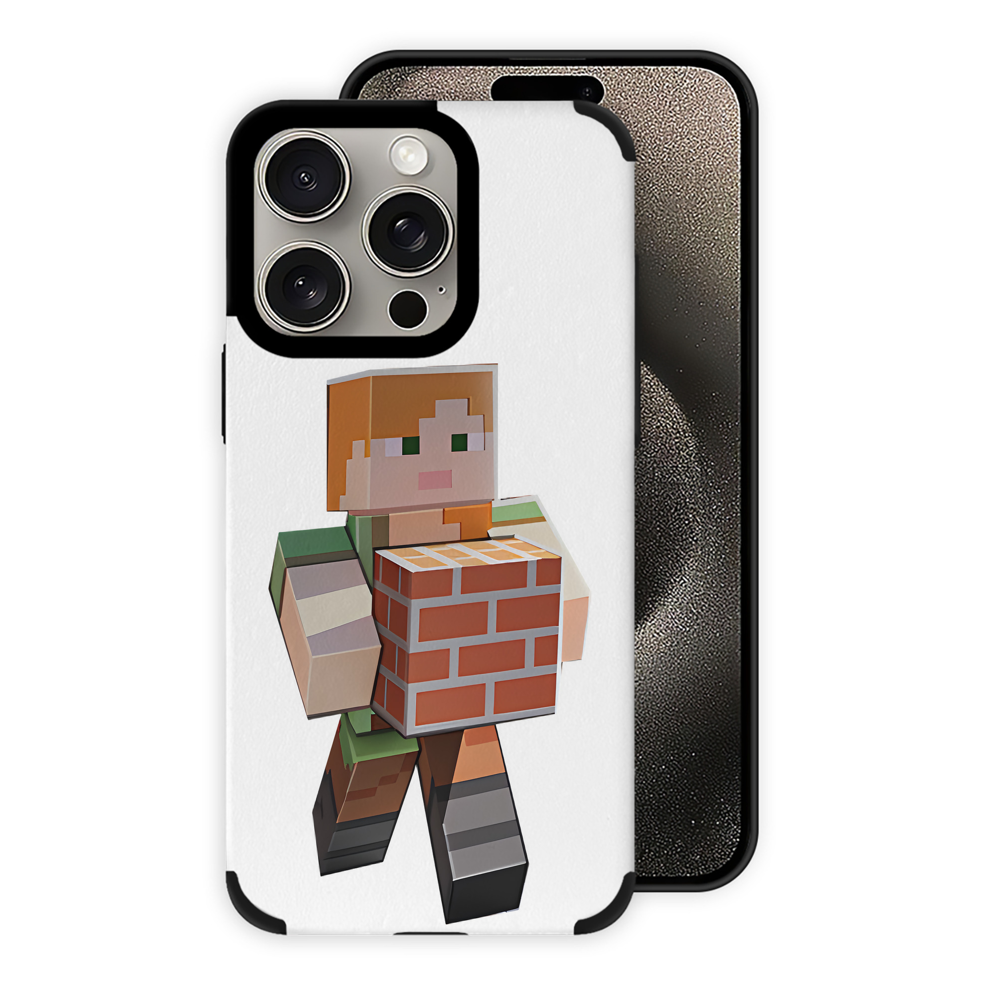 （画像用） マインクラフト ブロックの世界 Minecraft MC Block world 【iPhone15ProMax対応】 PUレザー スマホケース 耐衝撃＆黄変防止