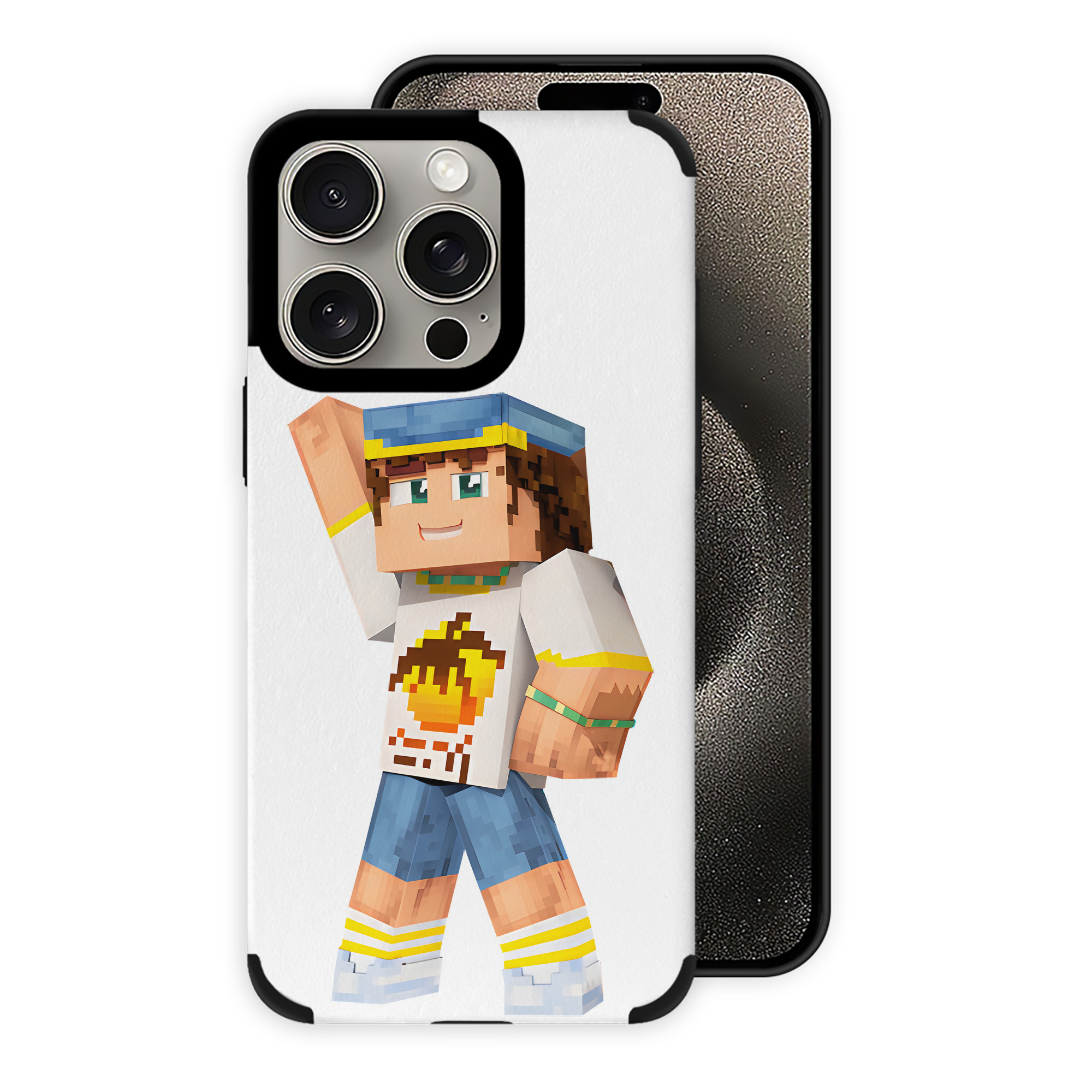 （画像用） マインクラフト ブロックの世界 Minecraft MC Block world 【iPhone15ProMax対応】 PUレザー スマホケース 耐衝撃＆黄変防止