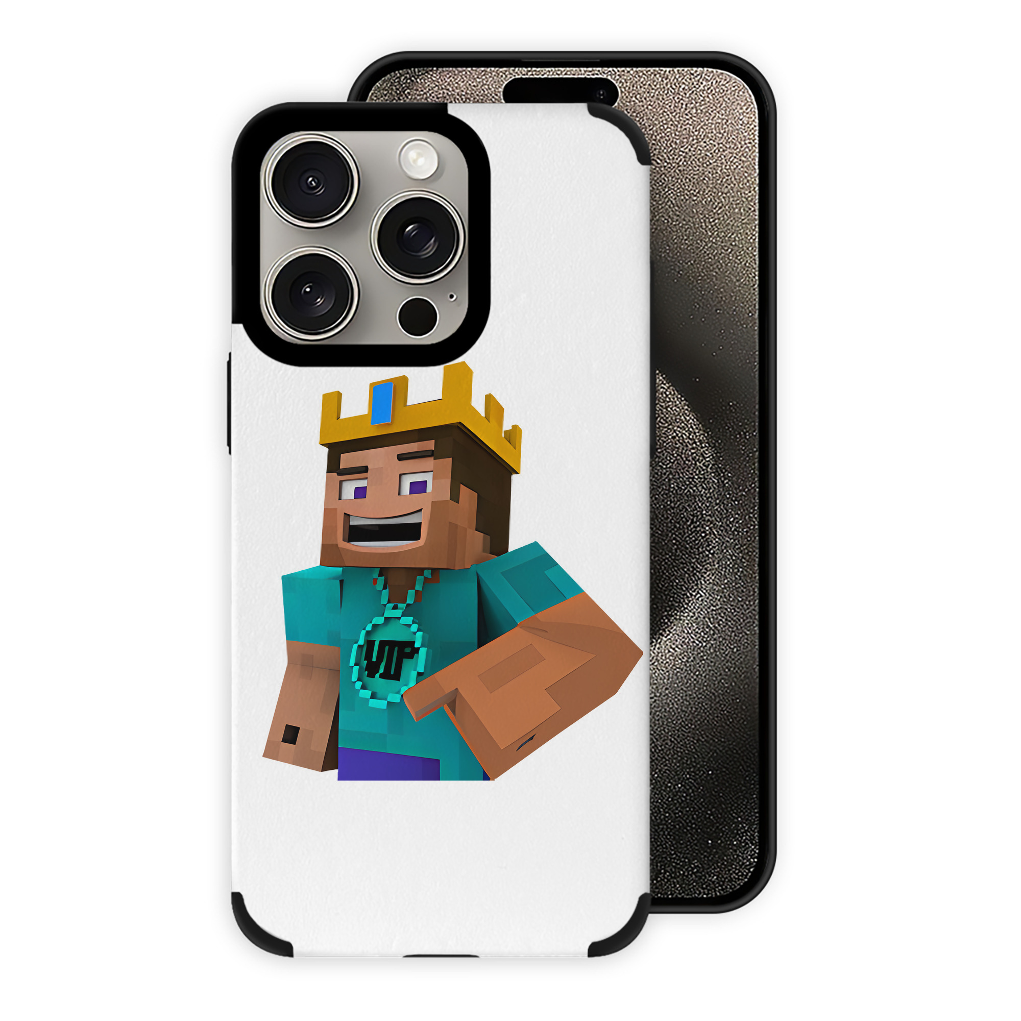 （画像用） マインクラフト ブロックの世界 Minecraft MC Block world 【iPhone15ProMax対応】 PUレザー スマホケース 耐衝撃＆黄変防止