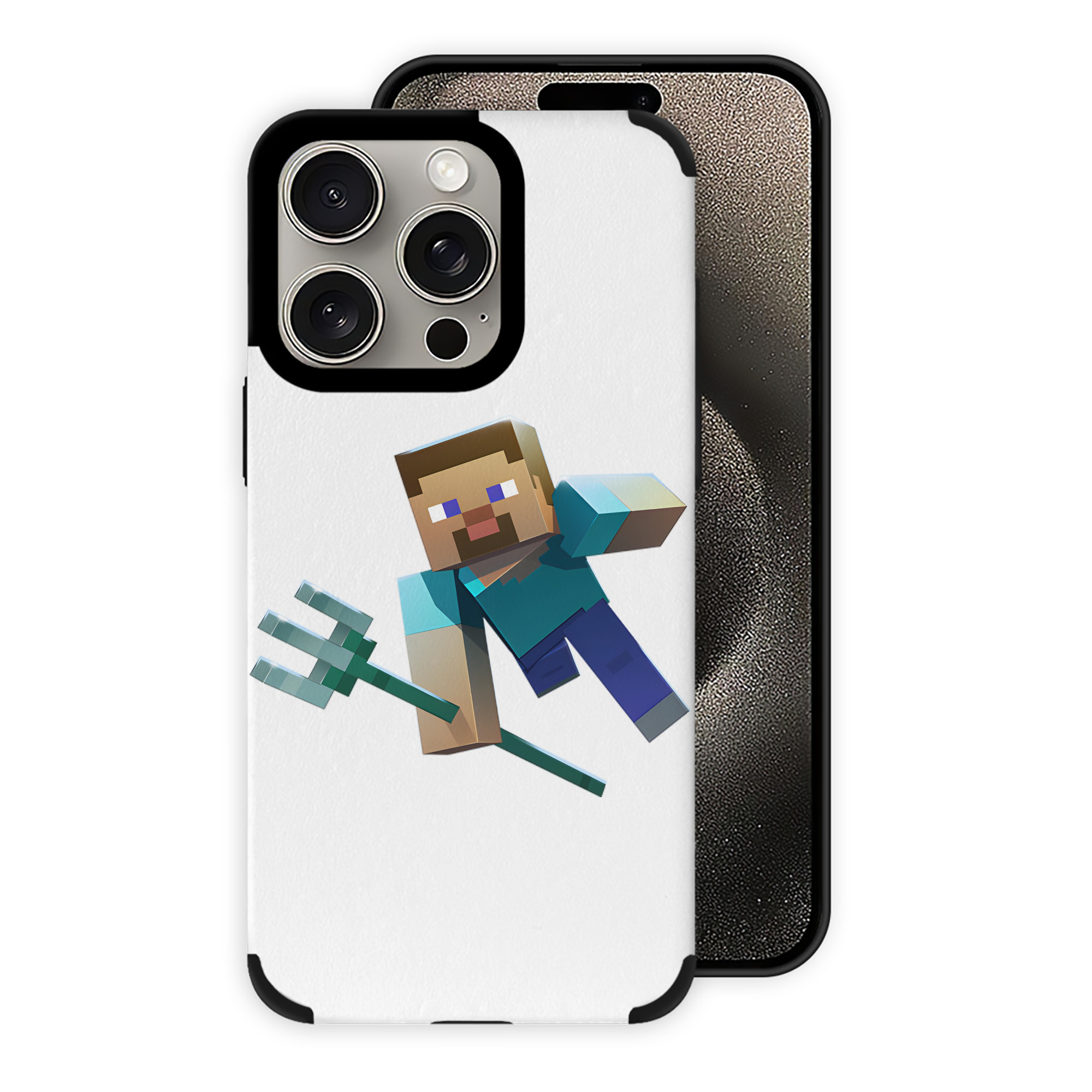 （画像用） マインクラフト ブロックの世界 Minecraft MC Block world 【iPhone15ProMax対応】 PUレザー スマホケース 耐衝撃＆黄変防止
