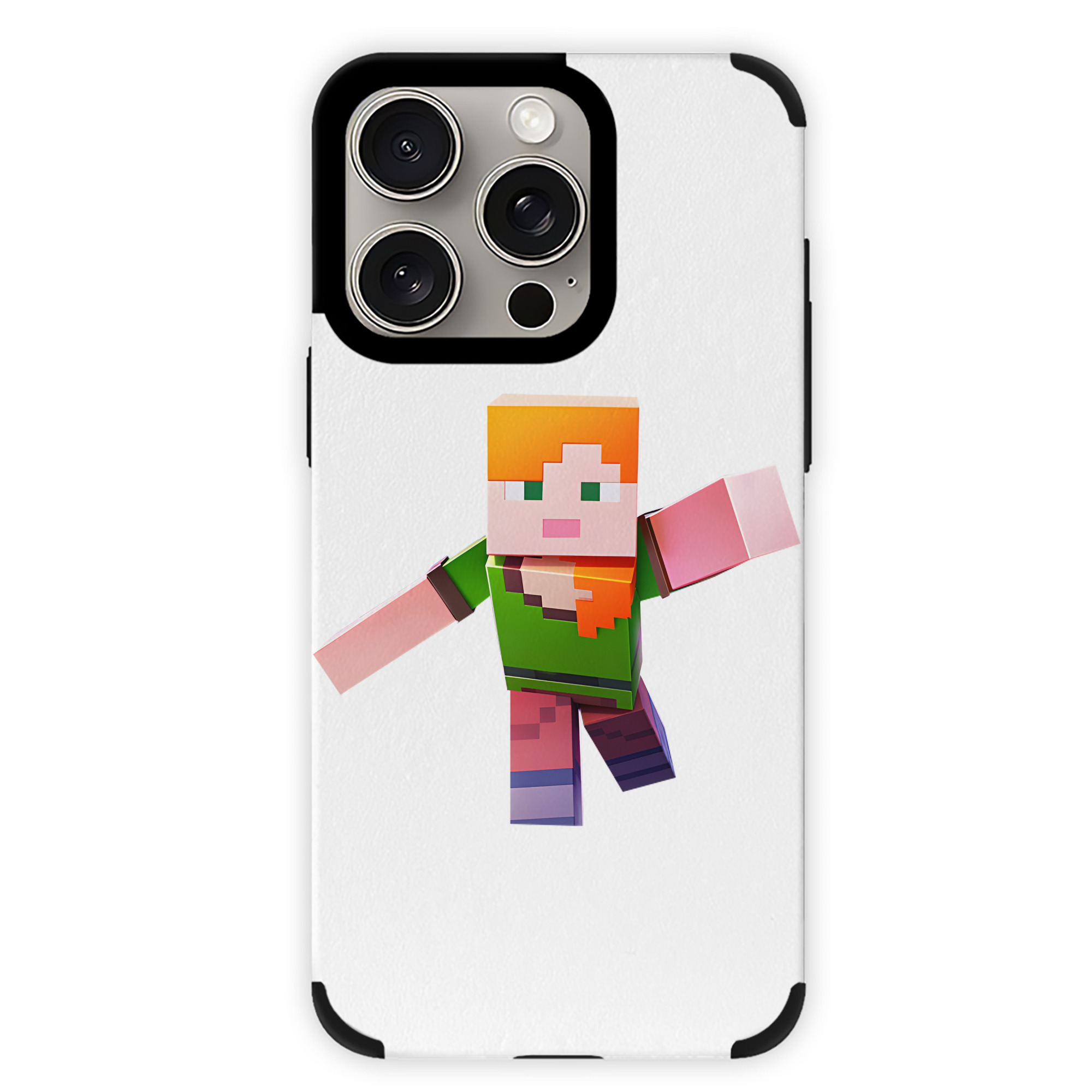 （画像用） マインクラフト ブロックの世界 Minecraft MC Block world 【iPhone15ProMax対応】 PUレザー スマホケース 耐衝撃＆黄変防止