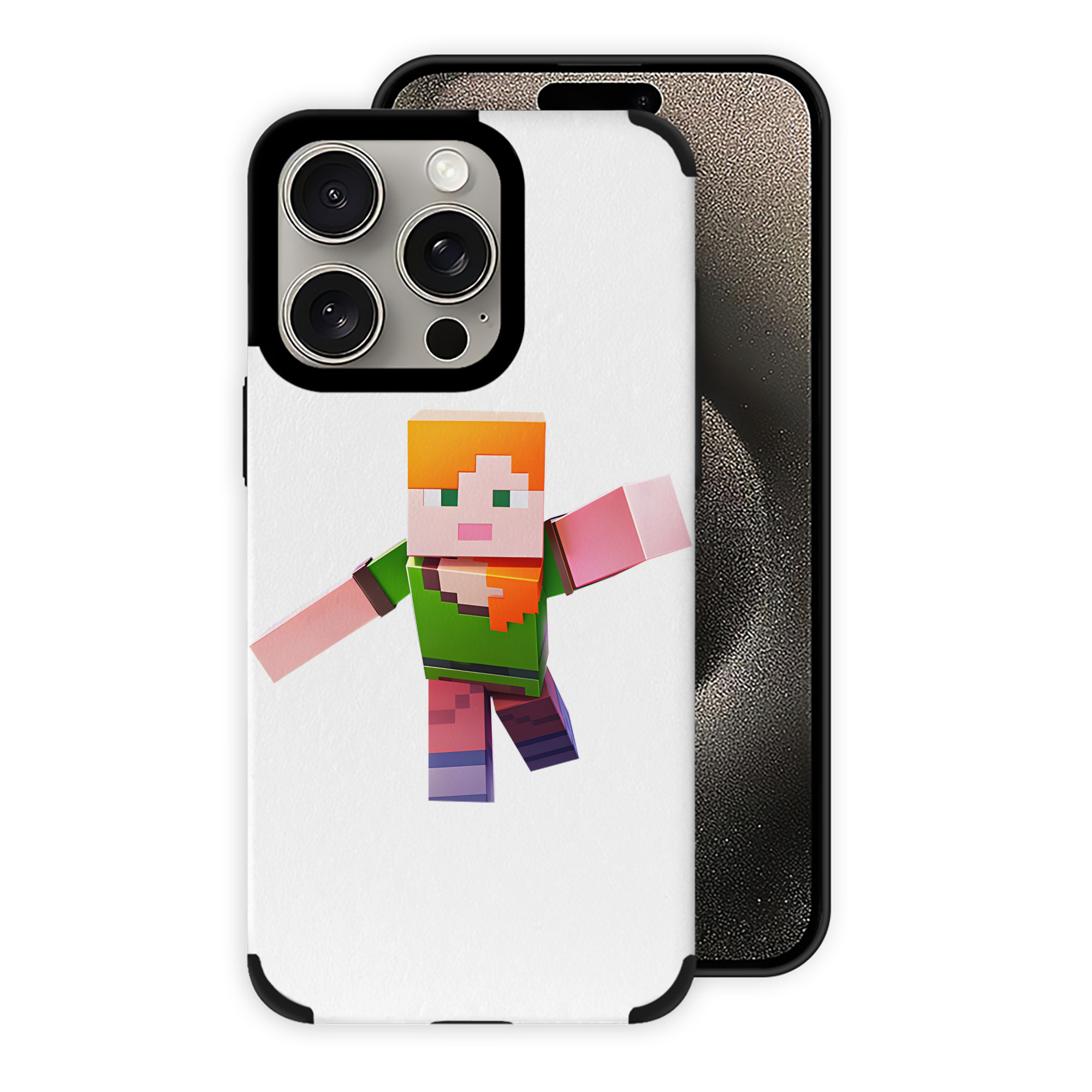 （画像用） マインクラフト ブロックの世界 Minecraft MC Block world 【iPhone15ProMax対応】 PUレザー スマホケース 耐衝撃＆黄変防止