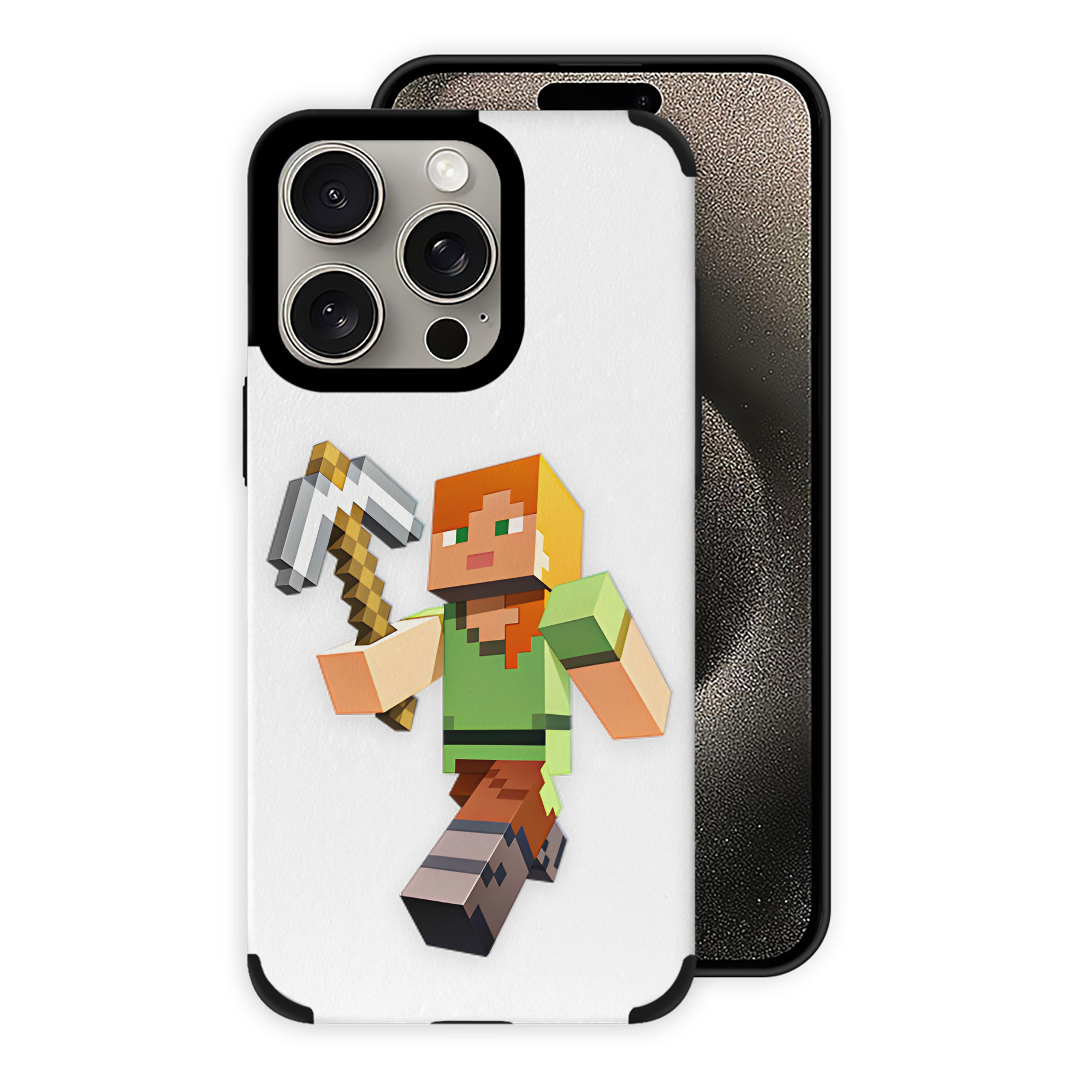 （画像用） マインクラフト ブロックの世界 Minecraft MC Block world 【iPhone15ProMax対応】 PUレザー スマホケース 耐衝撃＆黄変防止