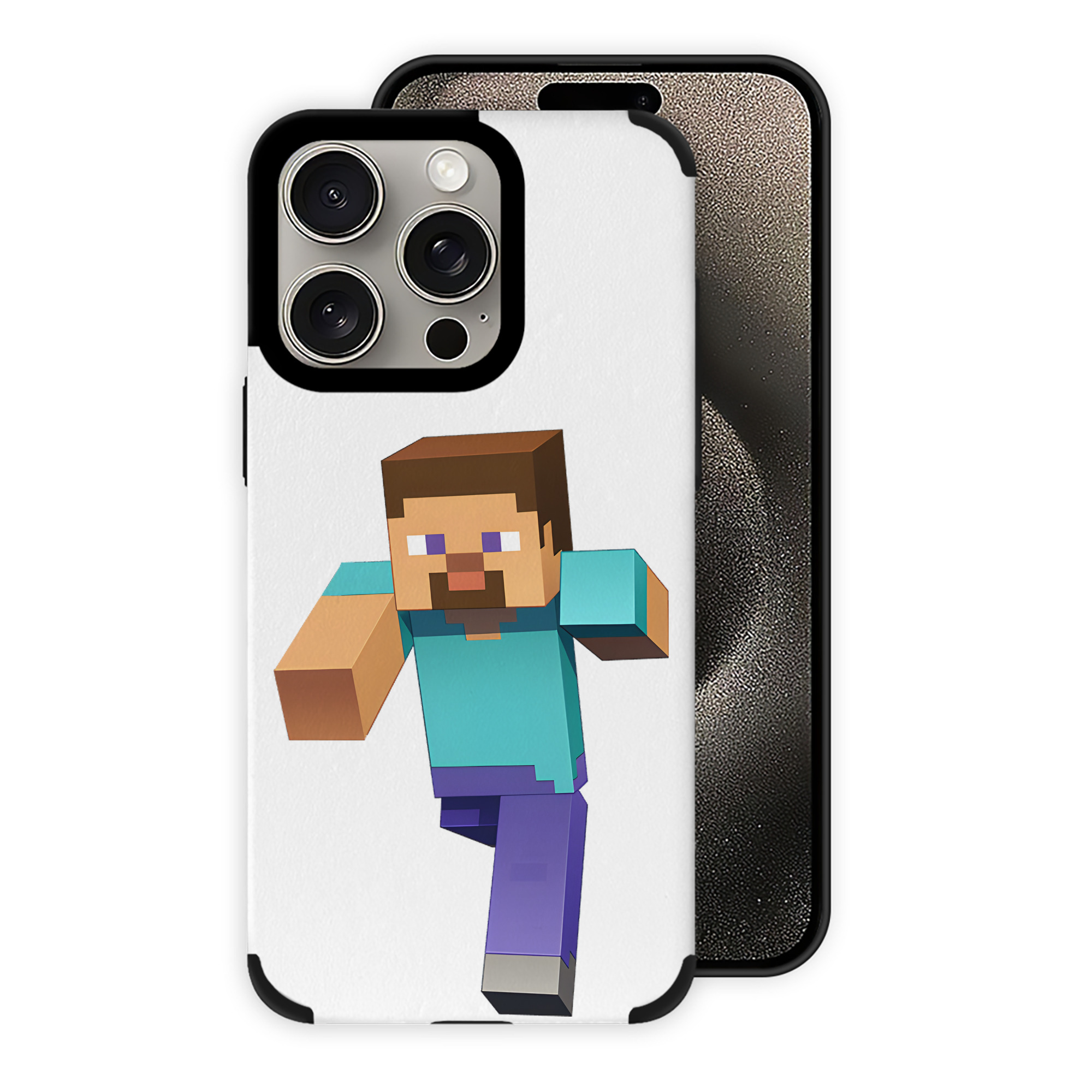（画像用） マインクラフト ブロックの世界 Minecraft MC Block world 【iPhone15ProMax対応】 PUレザー スマホケース 耐衝撃＆黄変防止