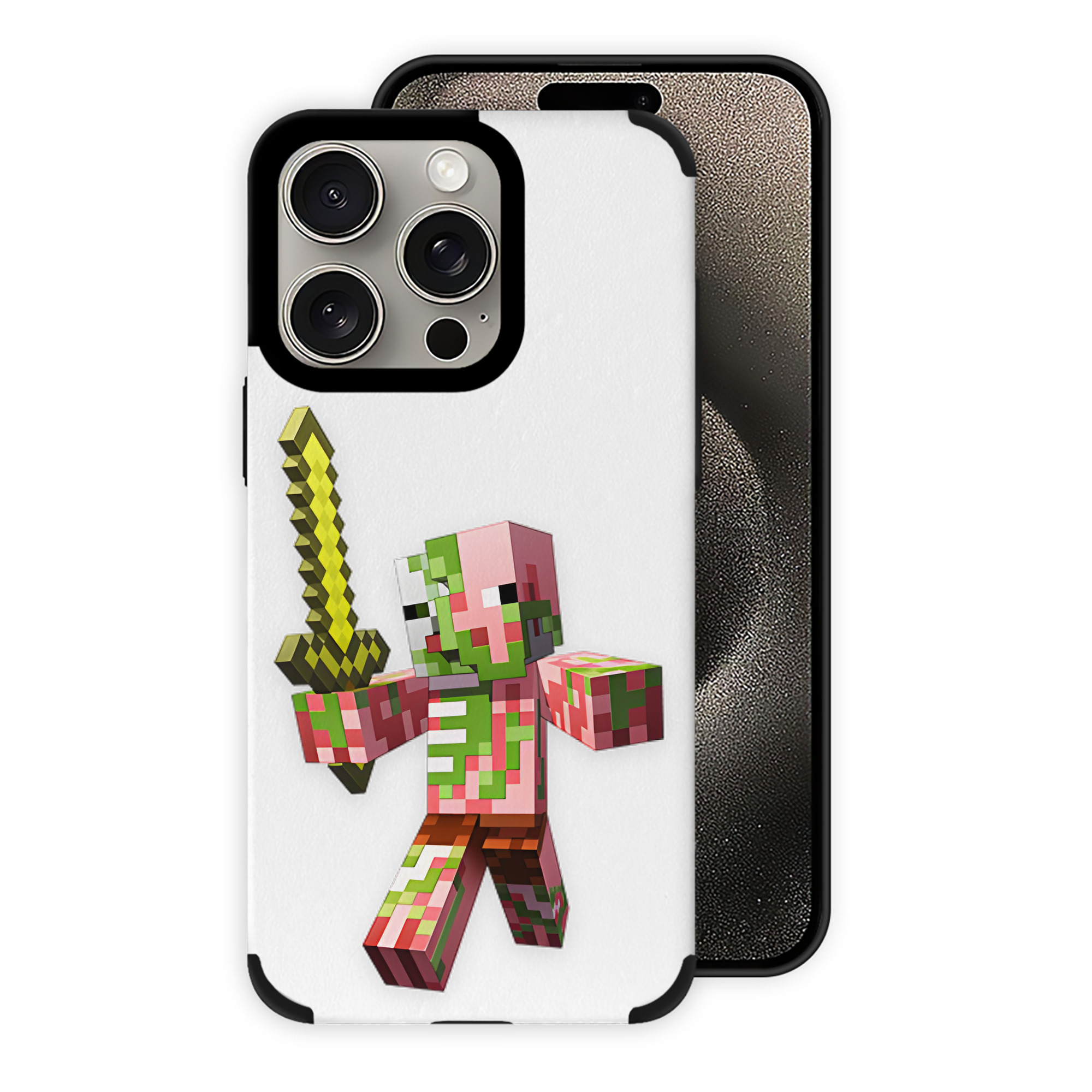 （画像用） マインクラフト ブロックの世界 Minecraft MC Block world 【iPhone15ProMax対応】 PUレザー スマホケース 耐衝撃＆黄変防止