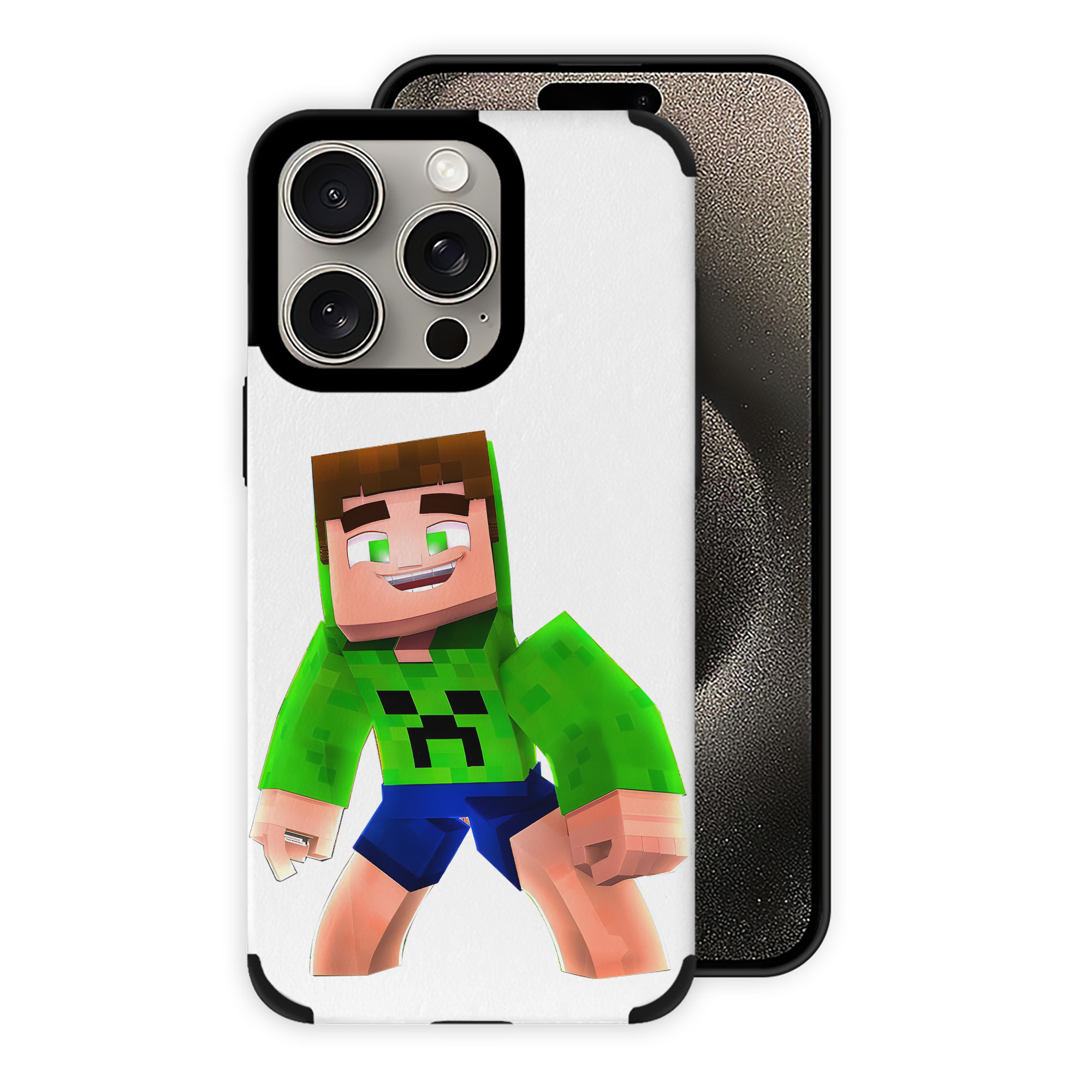 （画像用） マインクラフト ブロックの世界 Minecraft MC Block world 【iPhone15ProMax対応】 PUレザー スマホケース 耐衝撃＆黄変防止