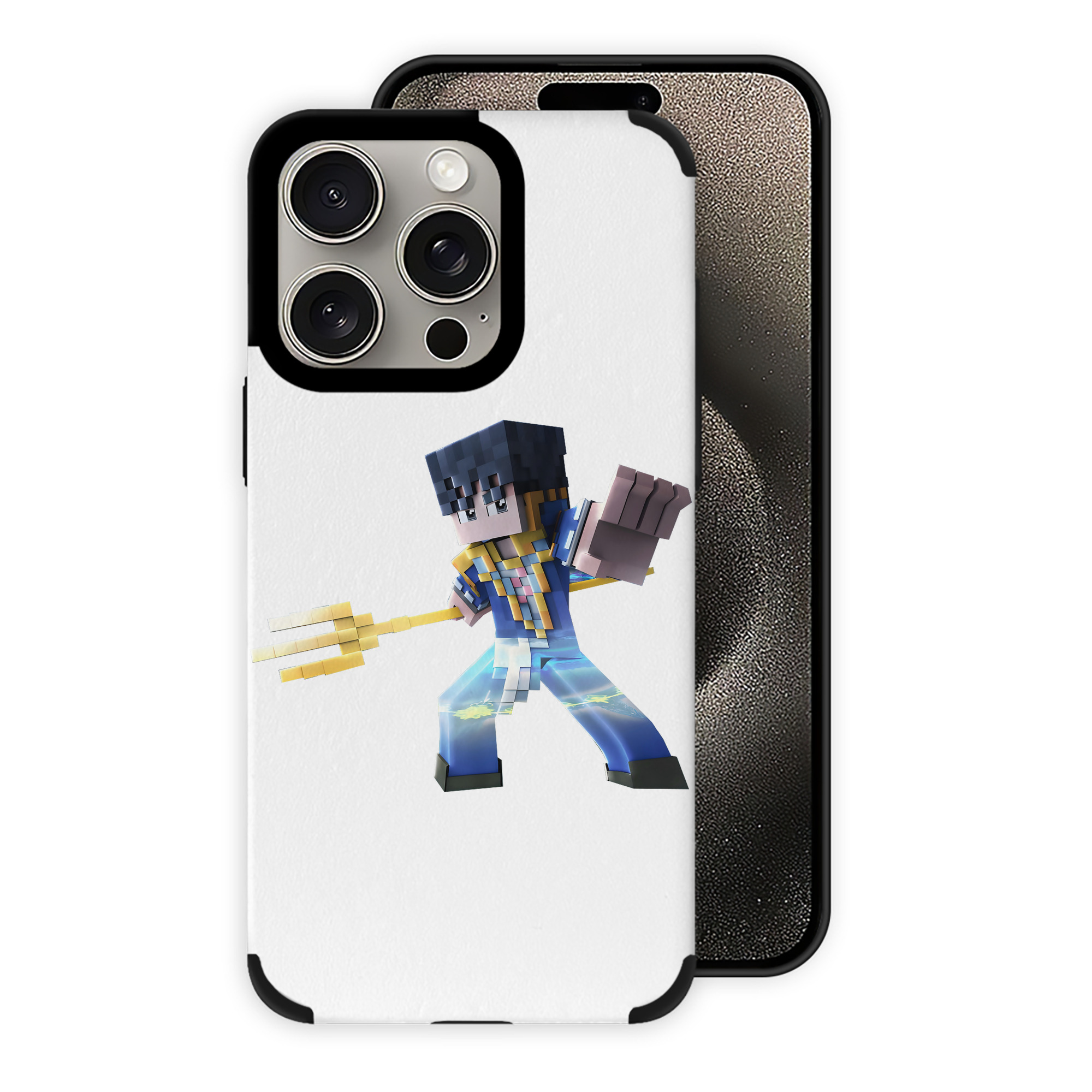 （画像用） マインクラフト ブロックの世界 Minecraft MC Block world 【iPhone15ProMax対応】 PUレザー スマホケース 耐衝撃＆黄変防止